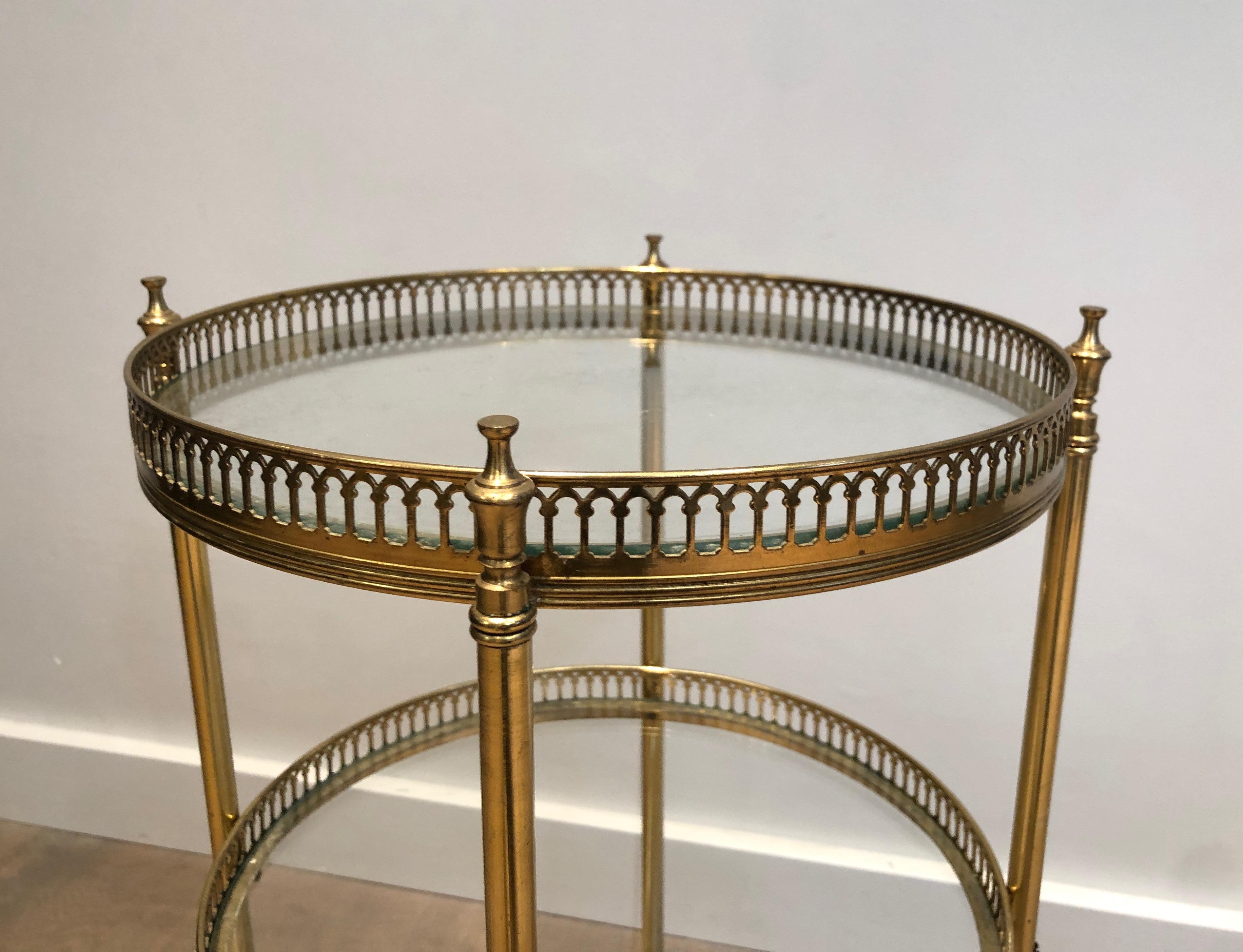 Late 20th Century Neoclassical Style Round Brass Bar Cart, Attributed to Maison Jansen