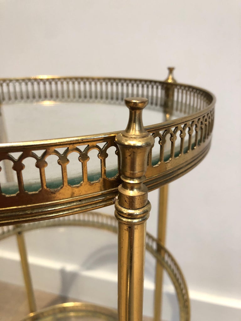 Neoclassical Style Round Brass Bar Cart, Attributed to Maison Jansen 2