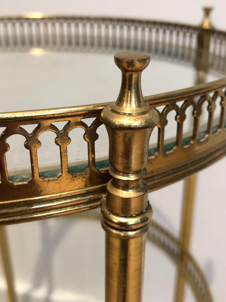 Neoclassical Style Round Brass Bar Cart, Attributed to Maison Jansen 3
