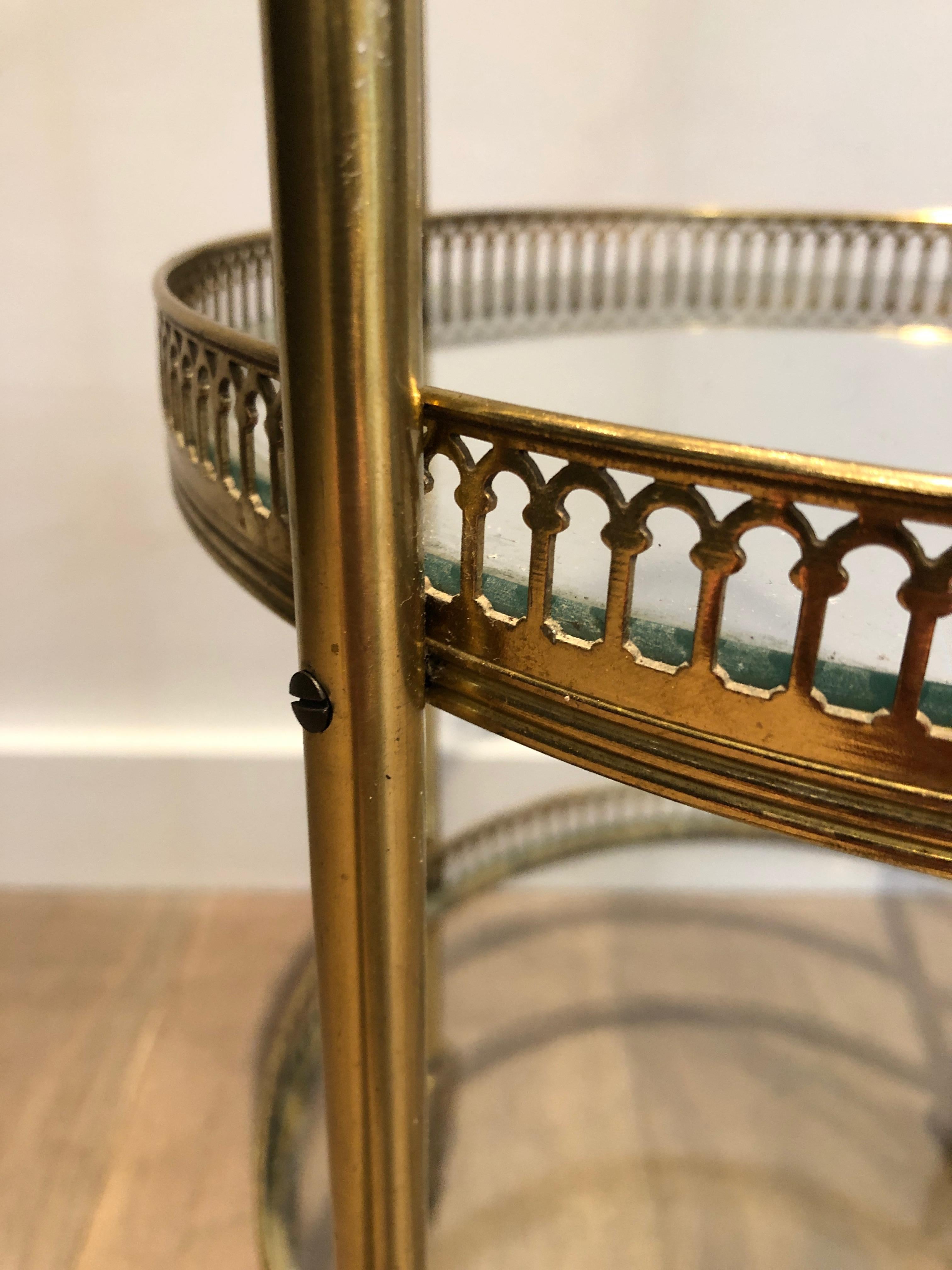 Neoclassical Style Round Brass Bar Cart, Attributed to Maison Jansen 5