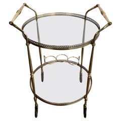 Neoclassical Style Round Brass Drinks Trolley by Maison Jansen