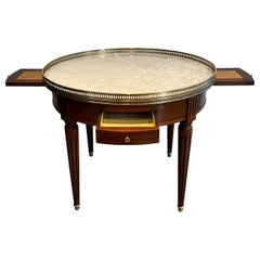 Neoclassical Style Round Coffee Table with Brass and White Carrara Marble Top