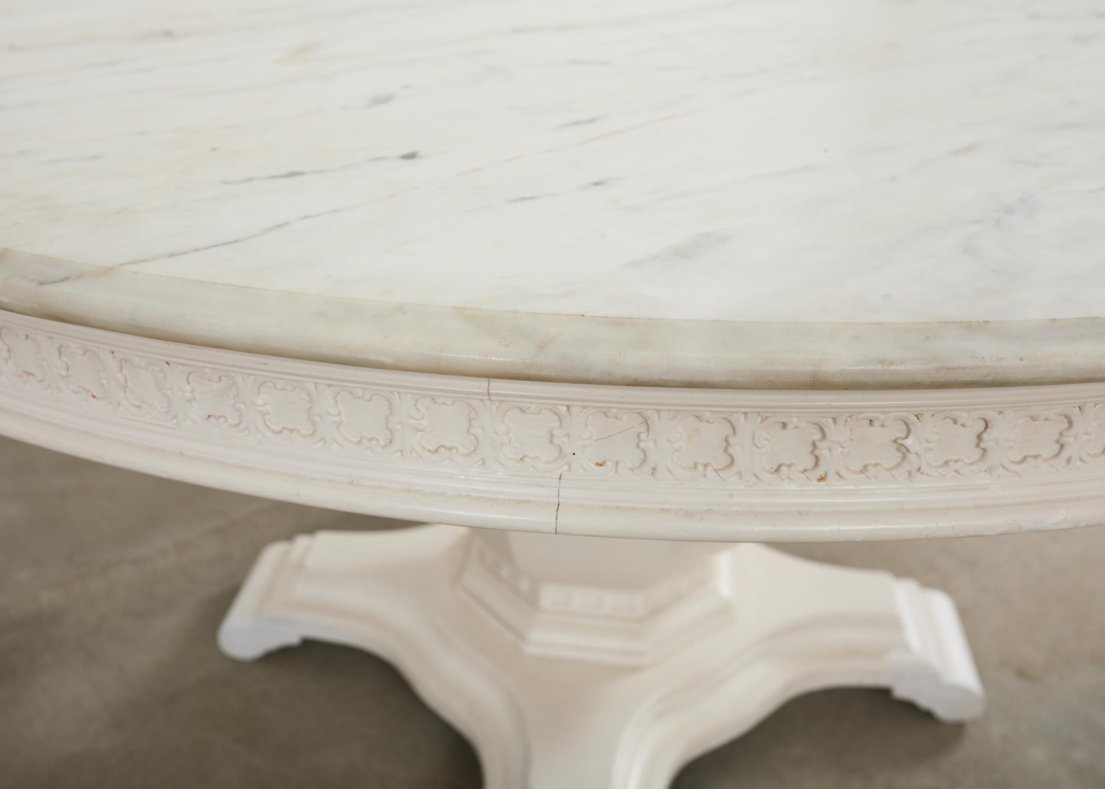 Neoclassical Style Round Marble Top Pedestal Center Table For Sale 5
