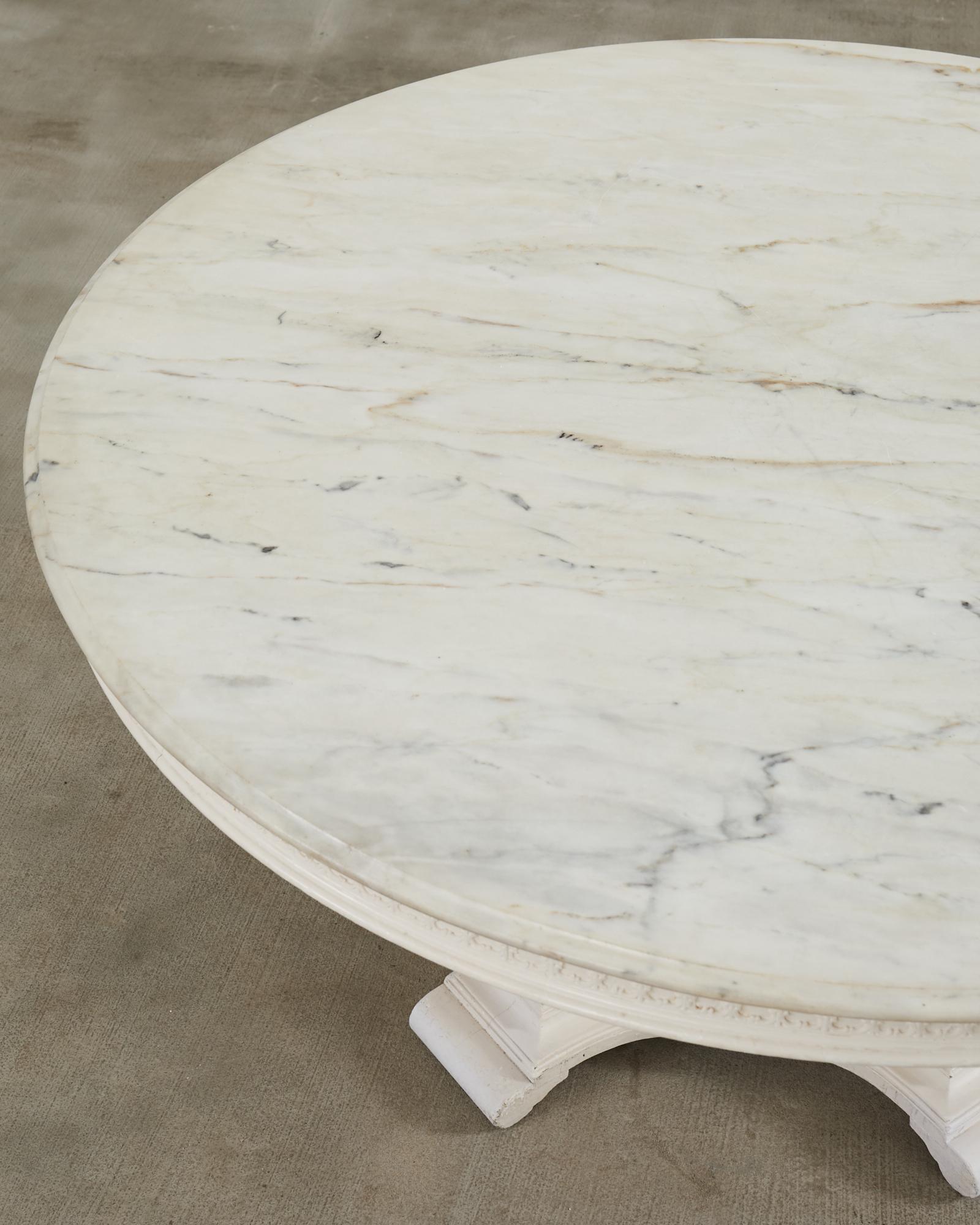 Neoclassical Style Round Marble Top Pedestal Center Table For Sale 7