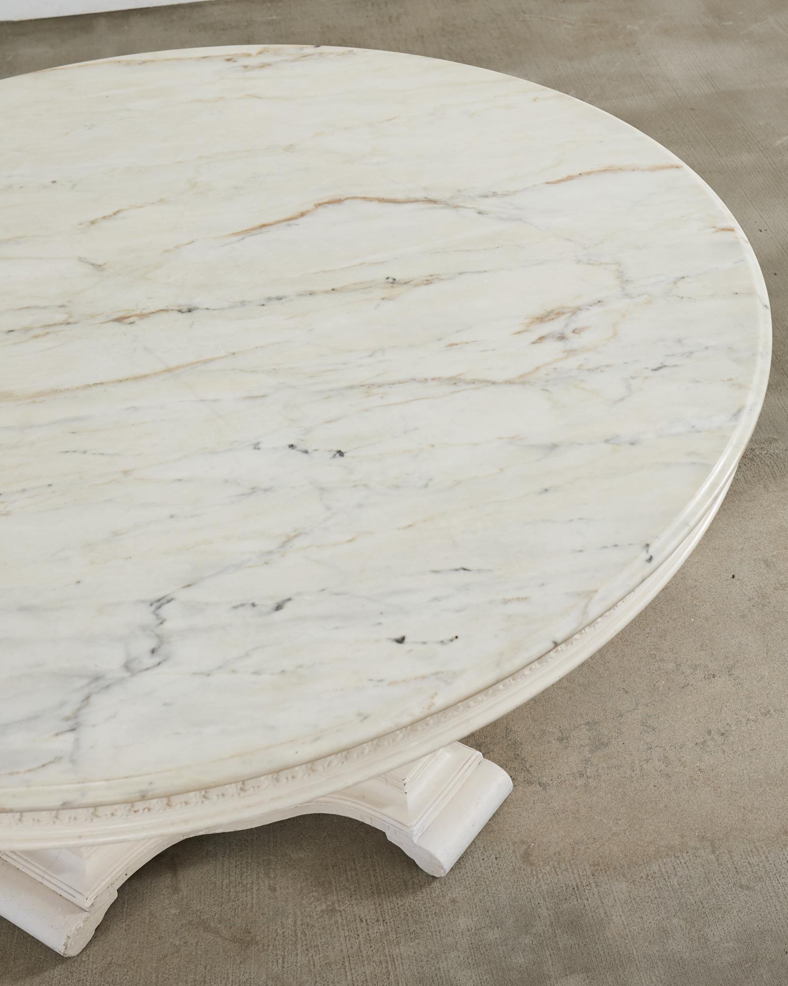Neoclassical Style Round Marble Top Pedestal Center Table For Sale 8