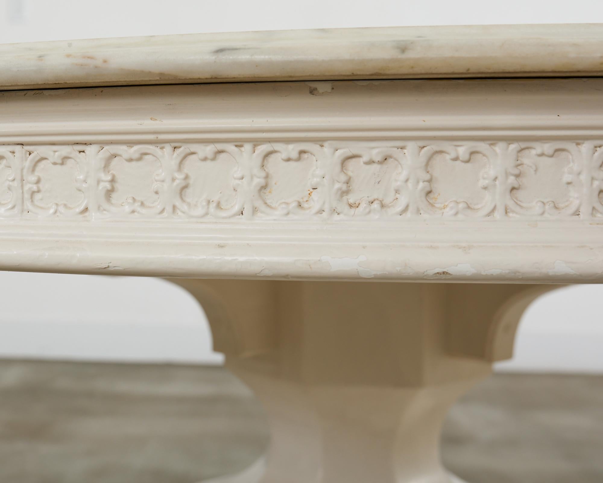 Neoclassical Style Round Marble Top Pedestal Center Table For Sale 9