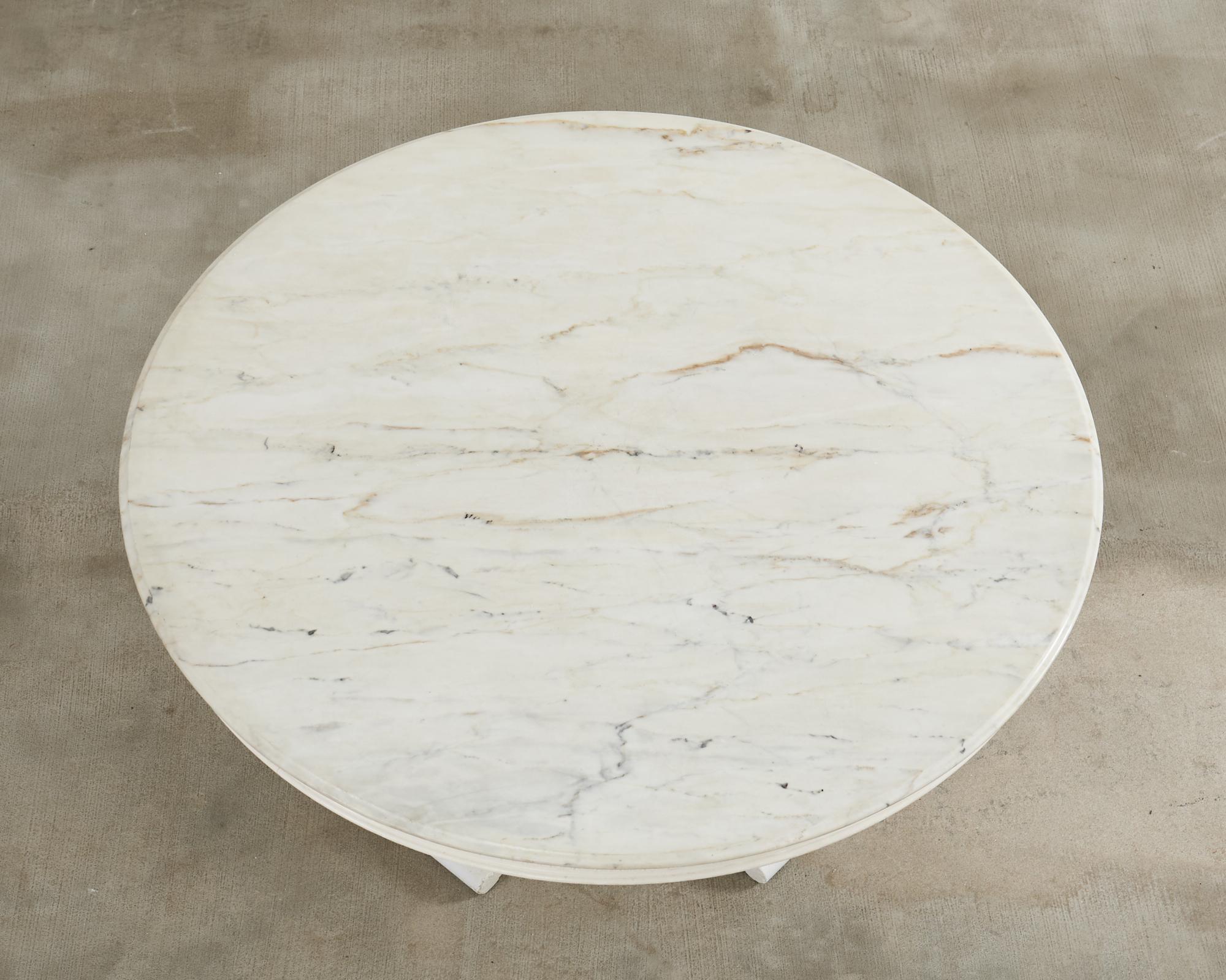 Neoclassical Style Round Marble Top Pedestal Center Table In Good Condition For Sale In Rio Vista, CA