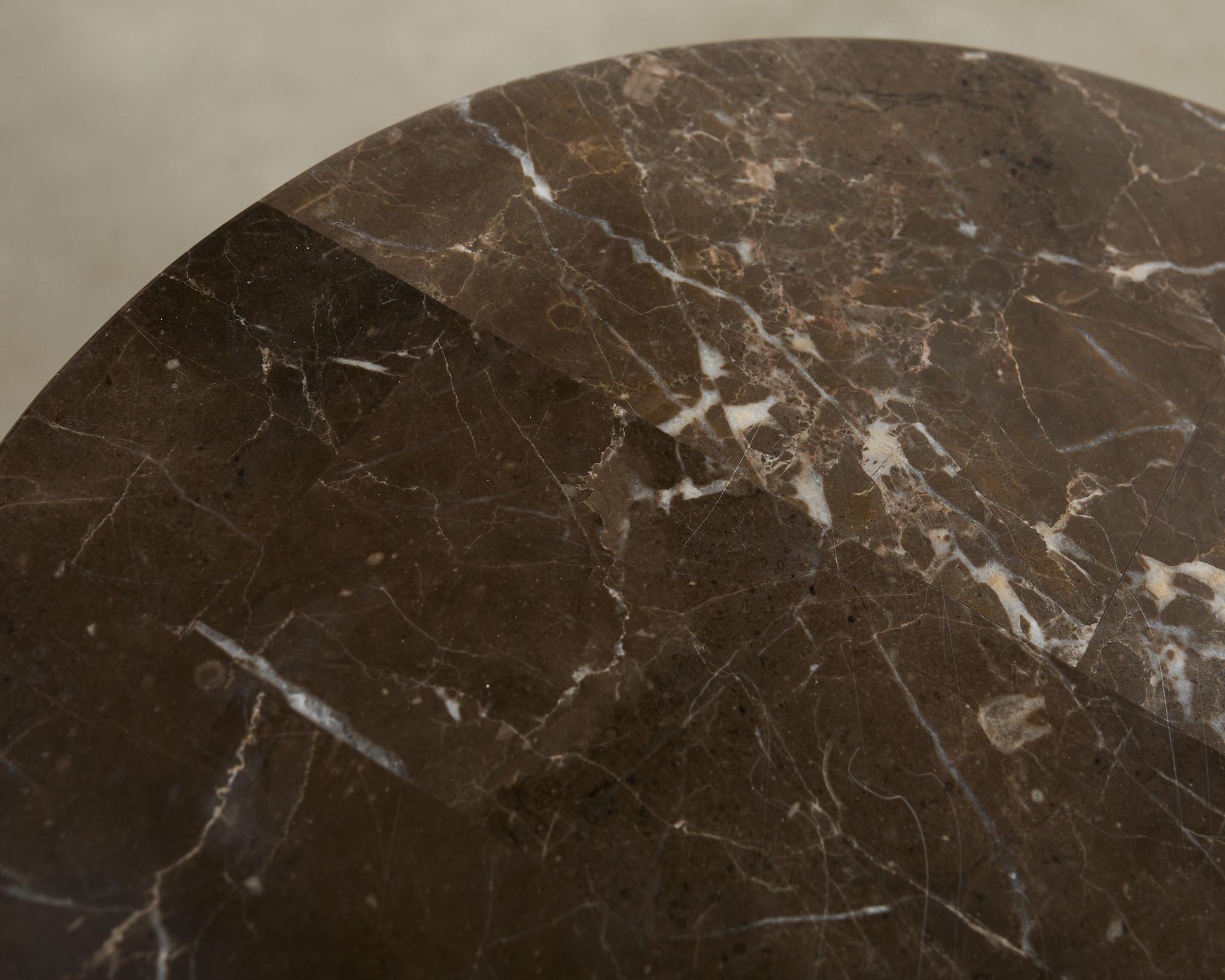 Neoclassical Style Round Tessellated Marble Stone Pedestal For Sale 5