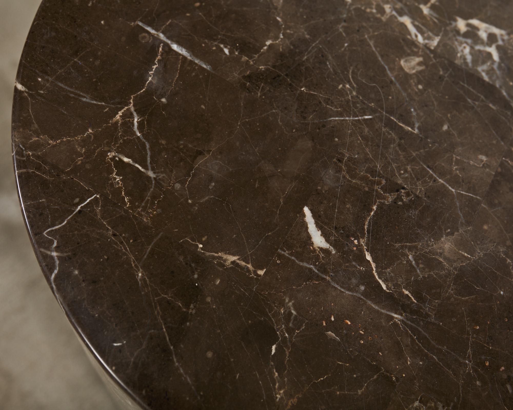Neoclassical Style Round Tessellated Marble Stone Pedestal For Sale 6