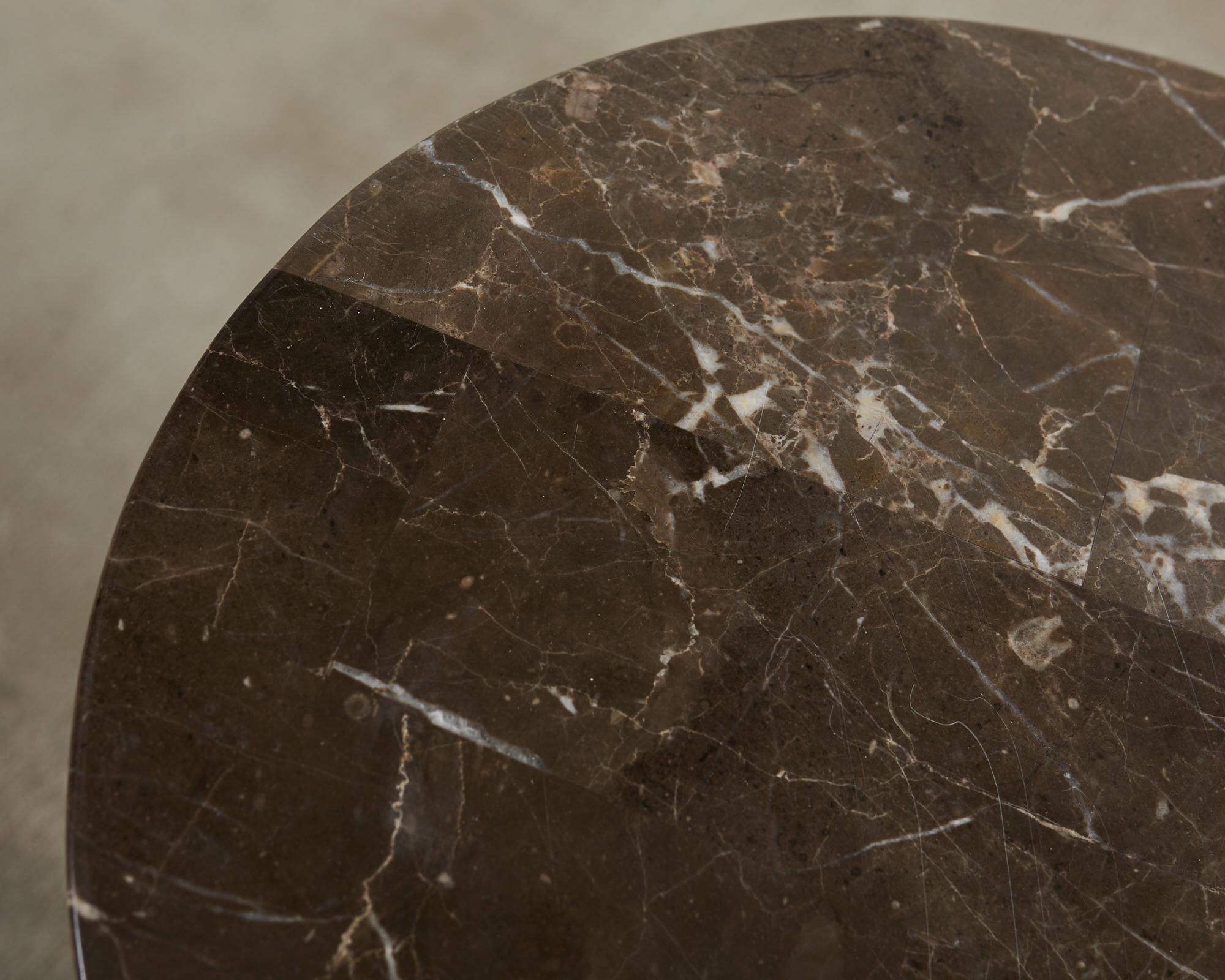20th Century Neoclassical Style Round Tessellated Marble Stone Pedestal For Sale