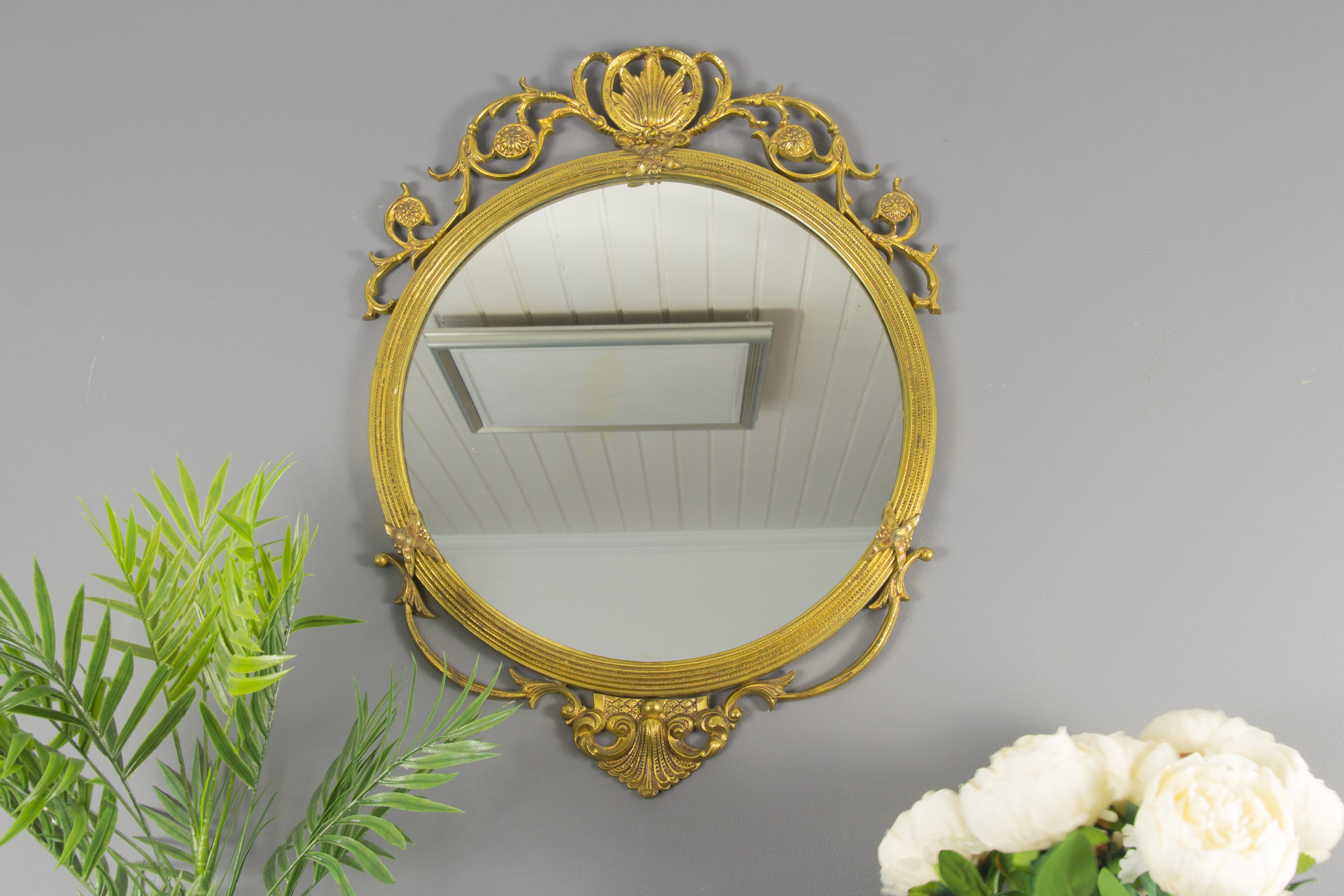 Neoclassical Style Round Wall Mirror in Bronze 9