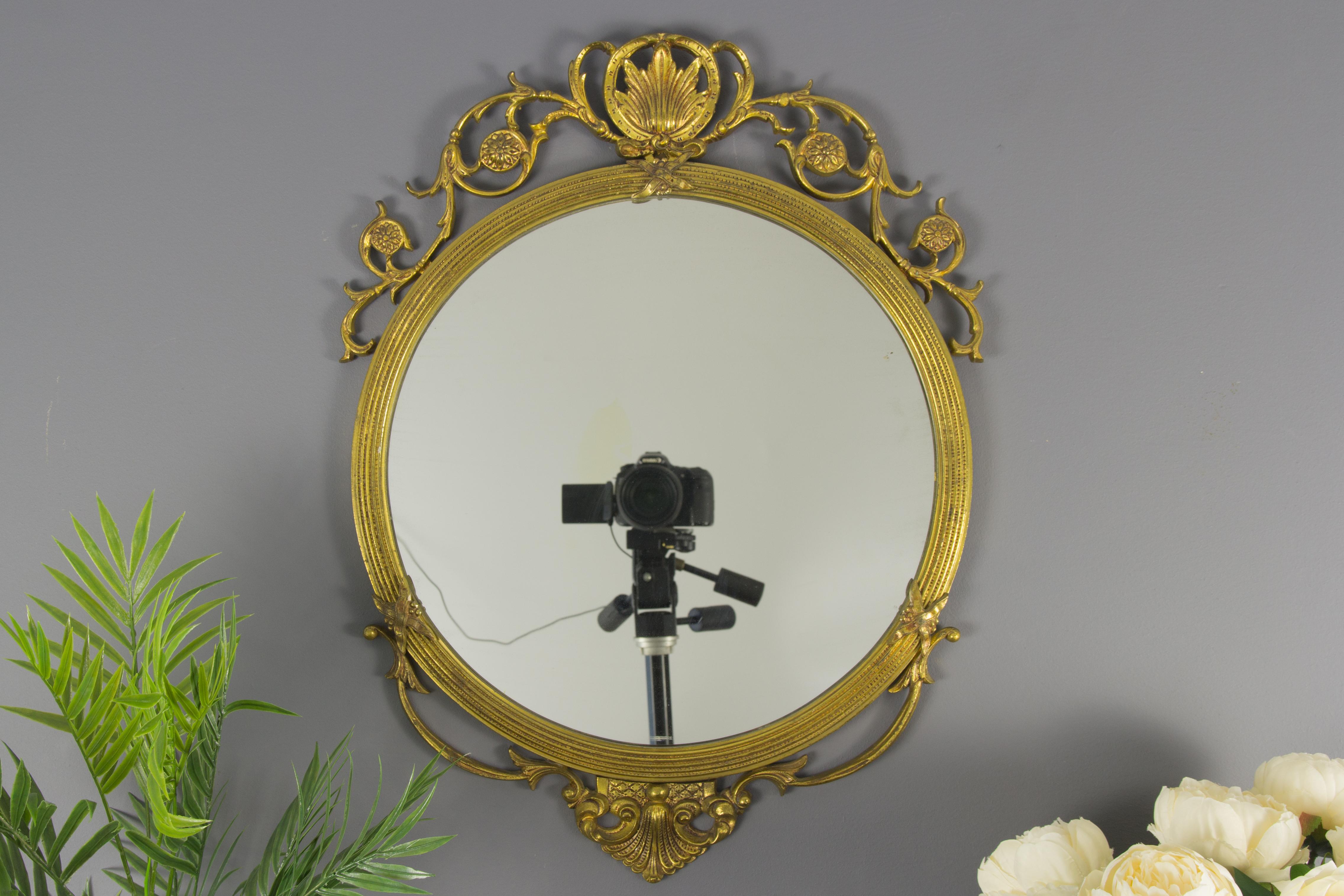 Neoclassical Style Round Wall Mirror in Bronze 10