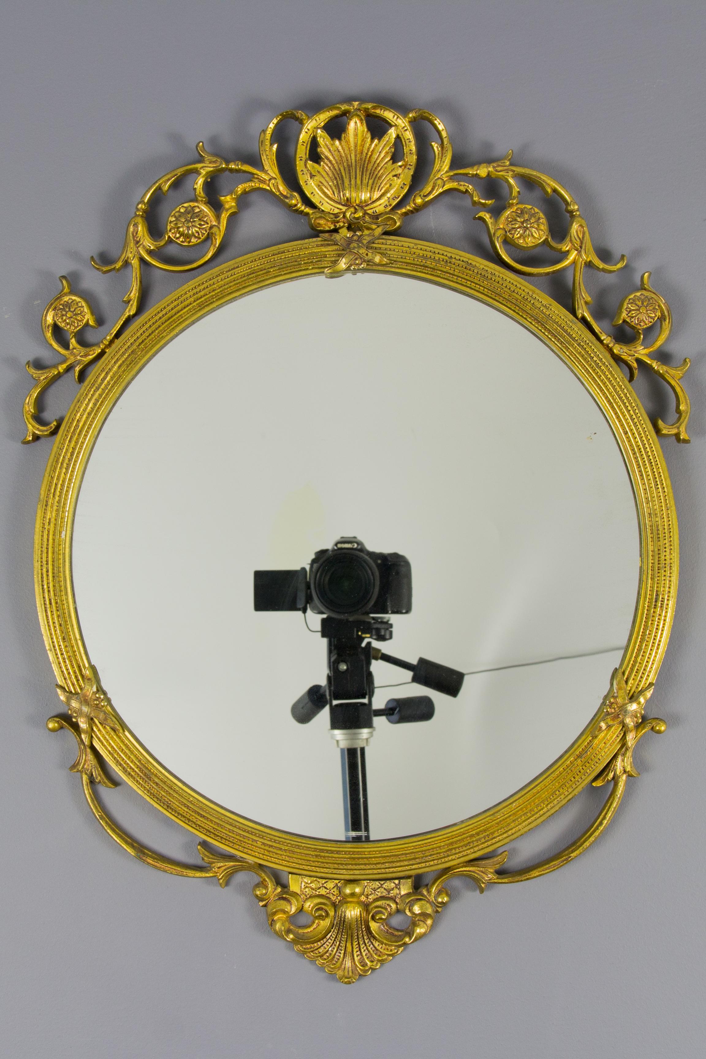 Neoclassical Style Round Wall Mirror in Bronze 11