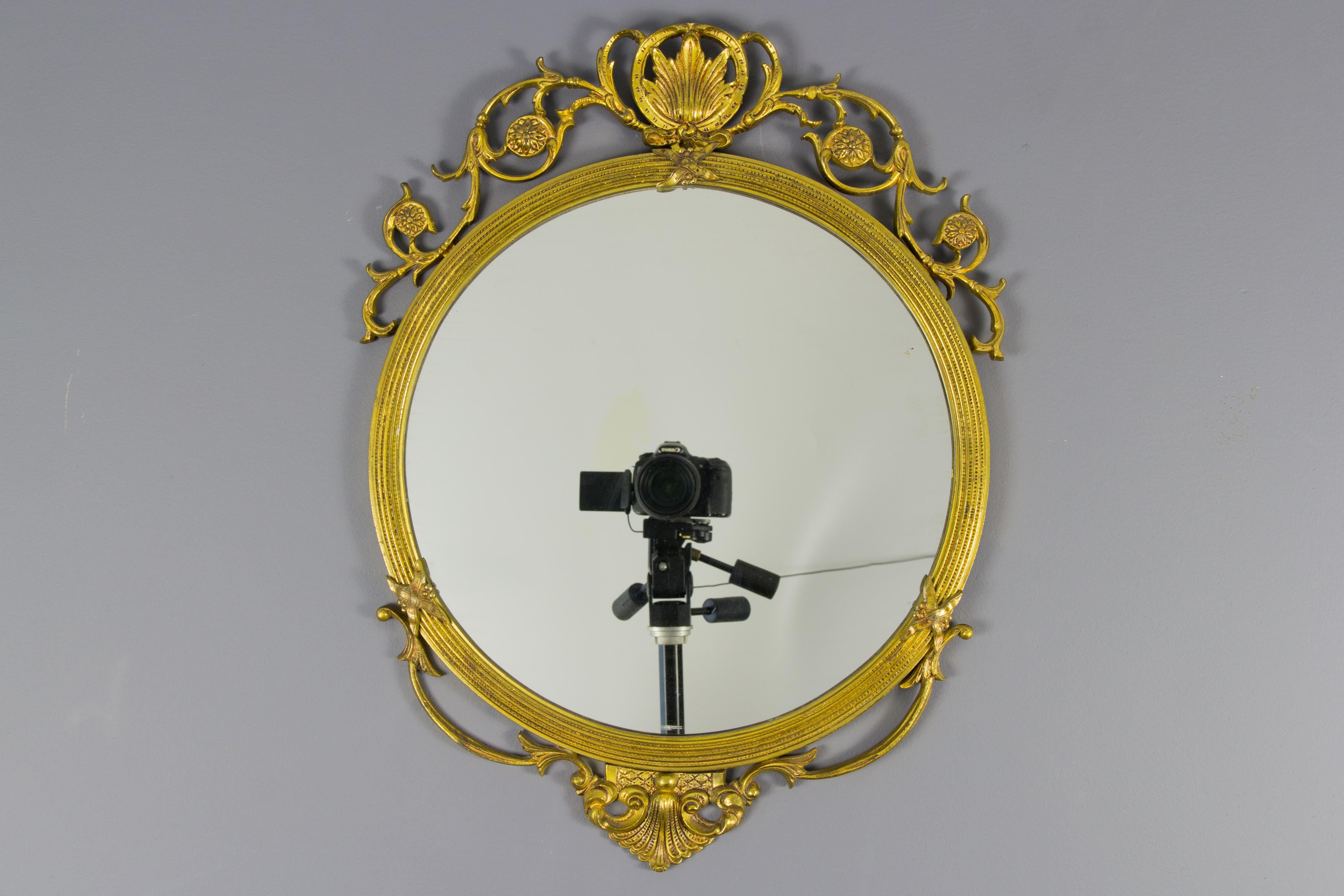 Neoclassical Style Round Wall Mirror in Bronze 12