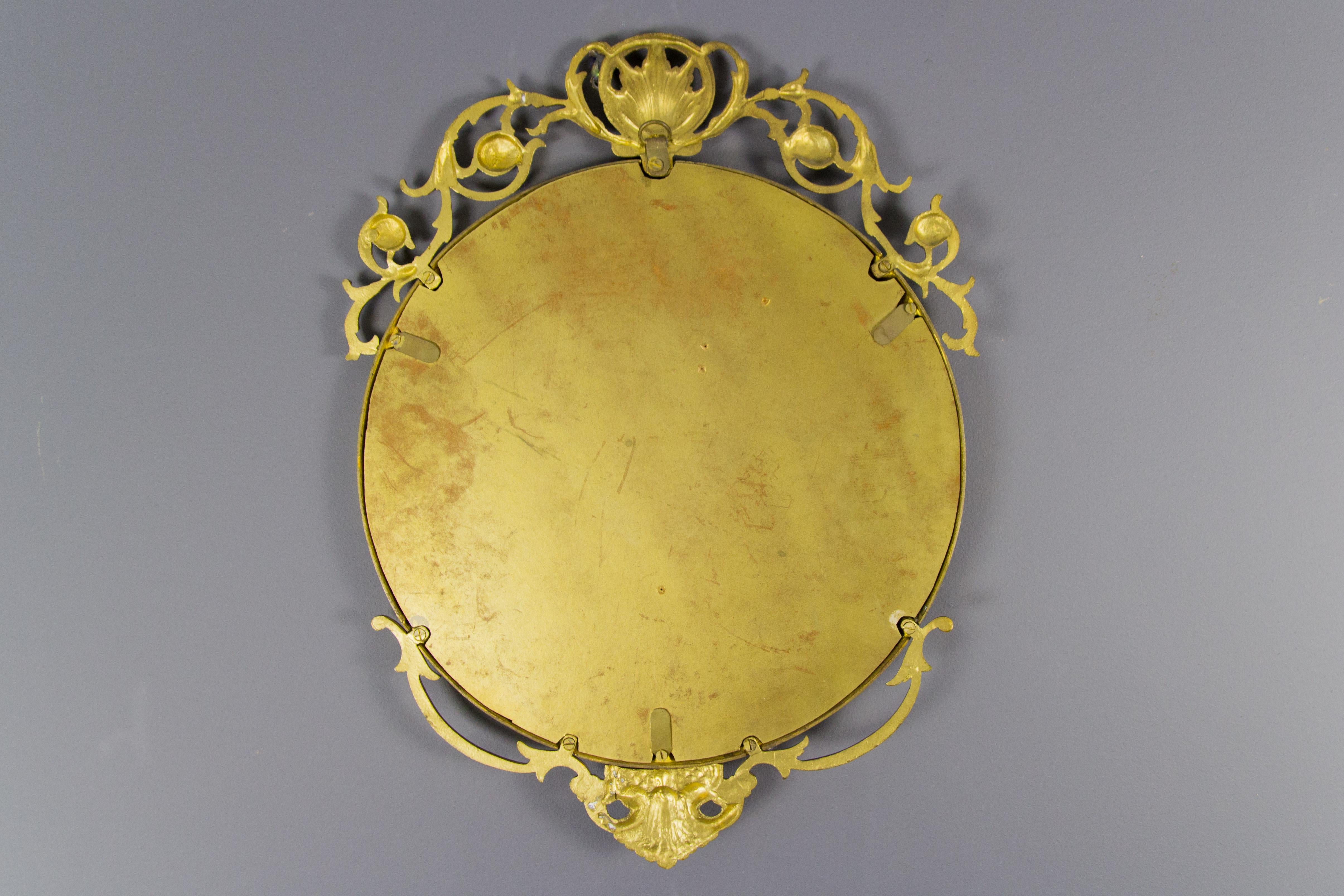 Neoclassical Style Round Wall Mirror in Bronze 13