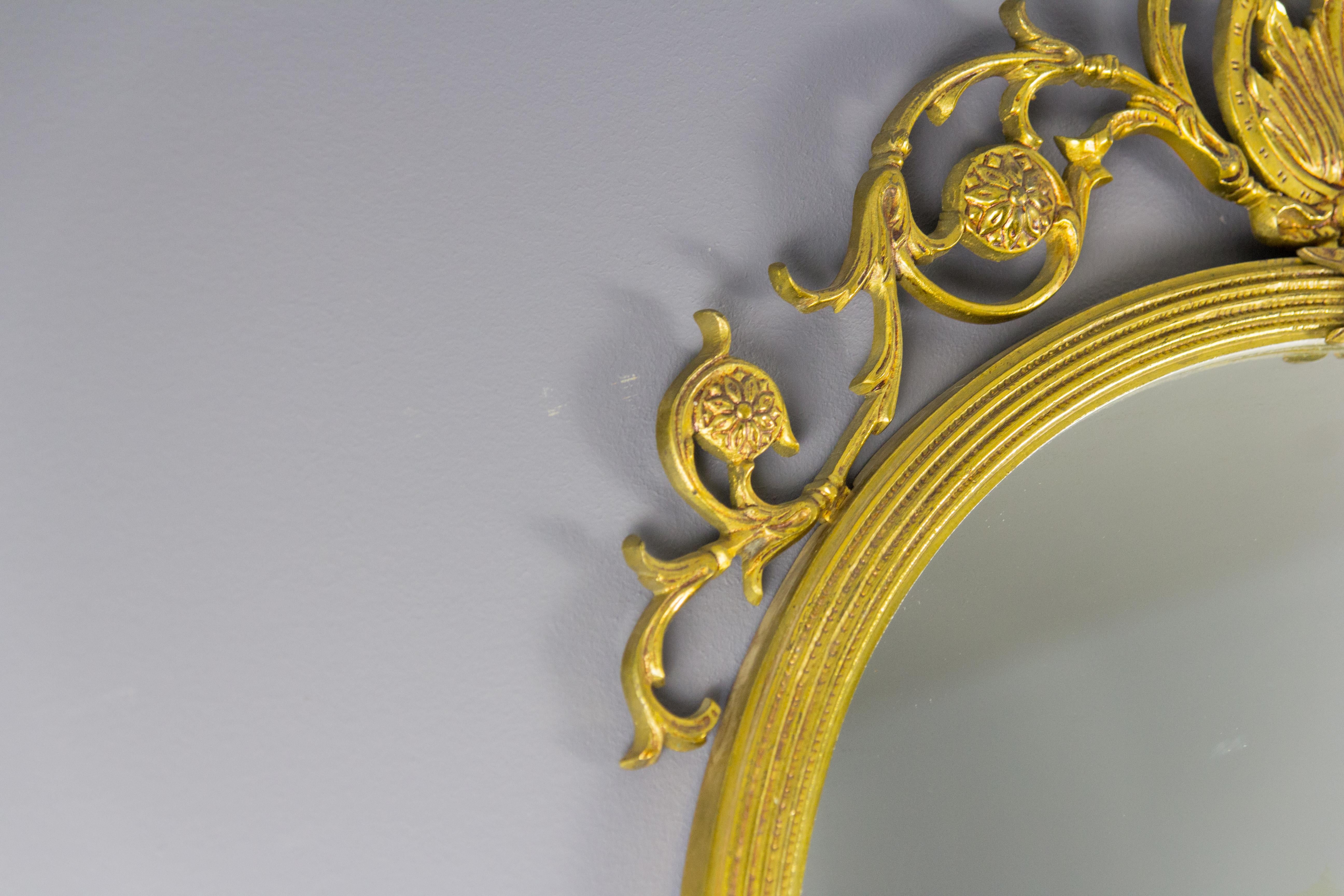 Mid-20th Century Neoclassical Style Round Wall Mirror in Bronze