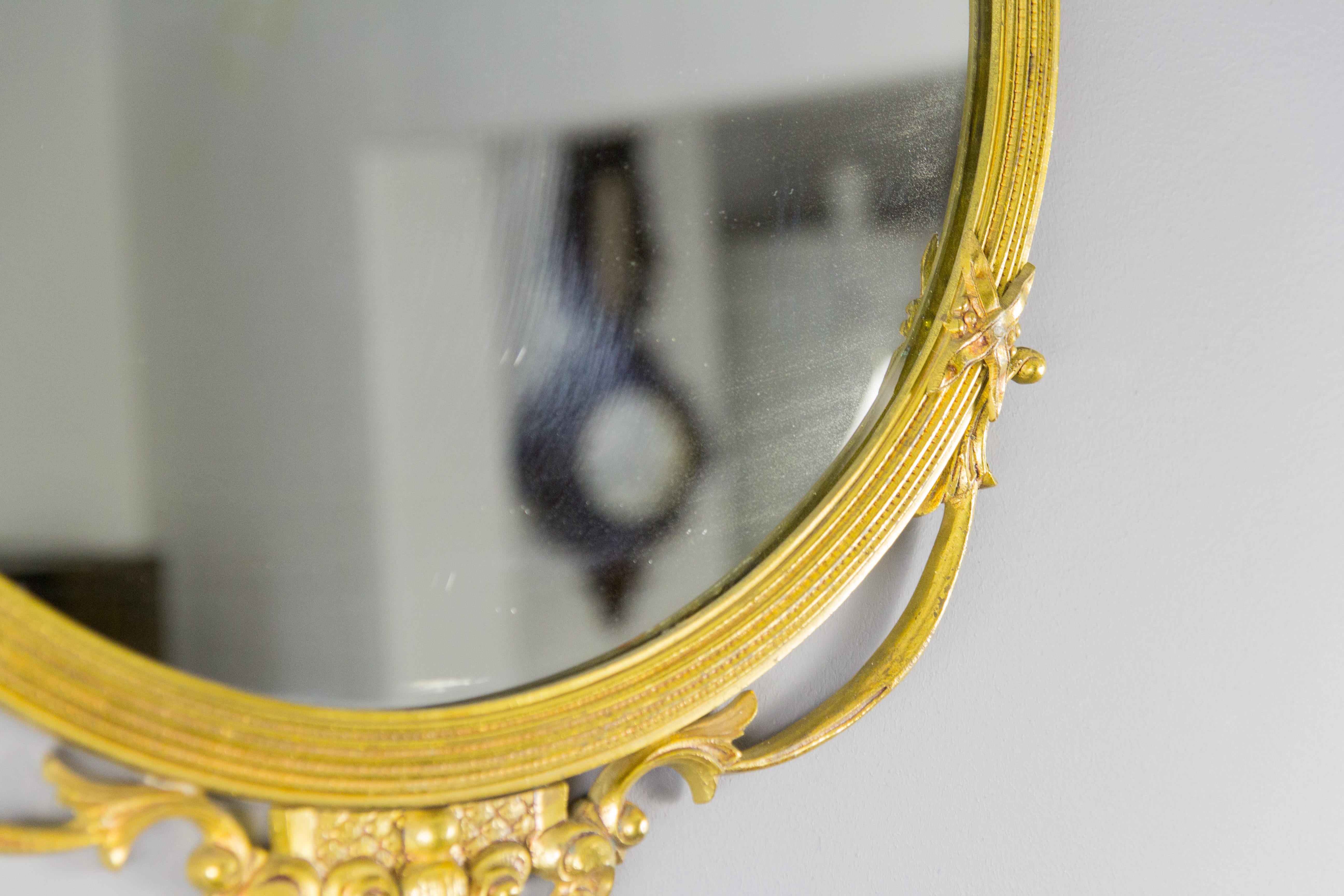 Neoclassical Style Round Wall Mirror in Bronze 1