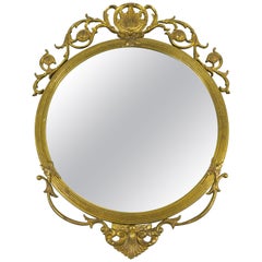 Neoclassical Style Round Wall Mirror in Bronze