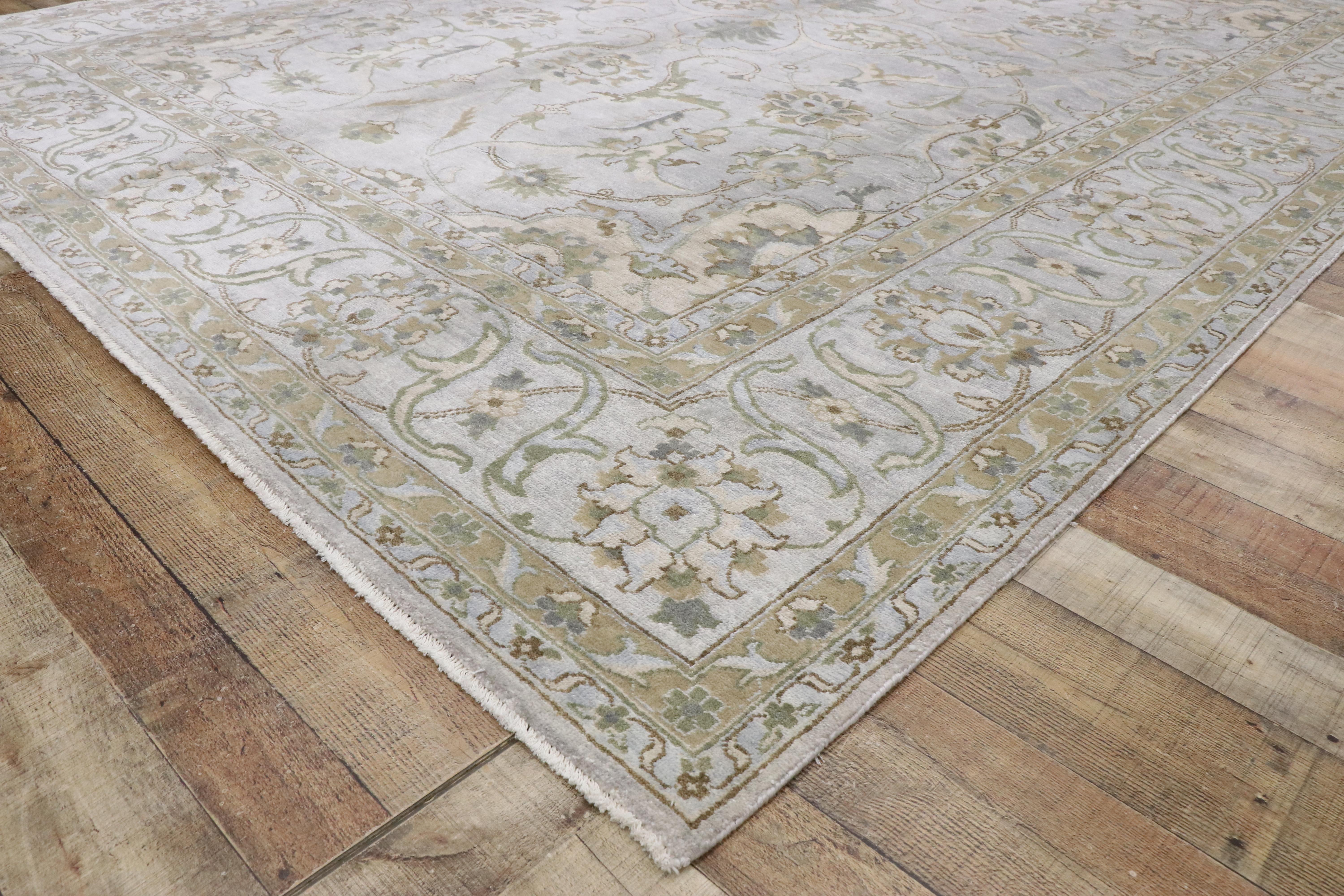 Modern Silk Indian Rug, Neoclassic Style Meets Luxe Contemporary Chippendale In New Condition For Sale In Dallas, TX