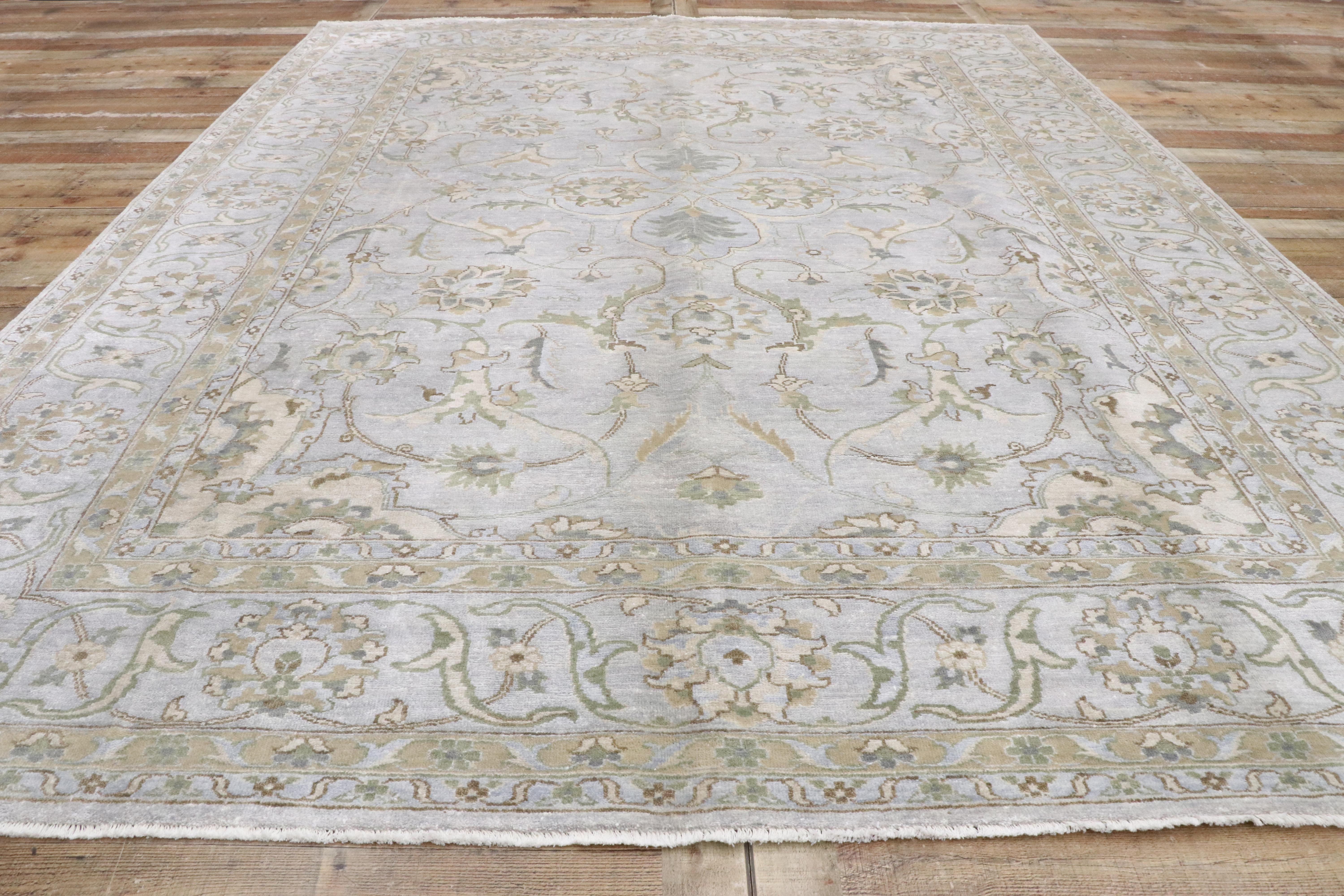 Modern Silk Indian Rug, Neoclassic Style Meets Luxe Contemporary Chippendale For Sale 1