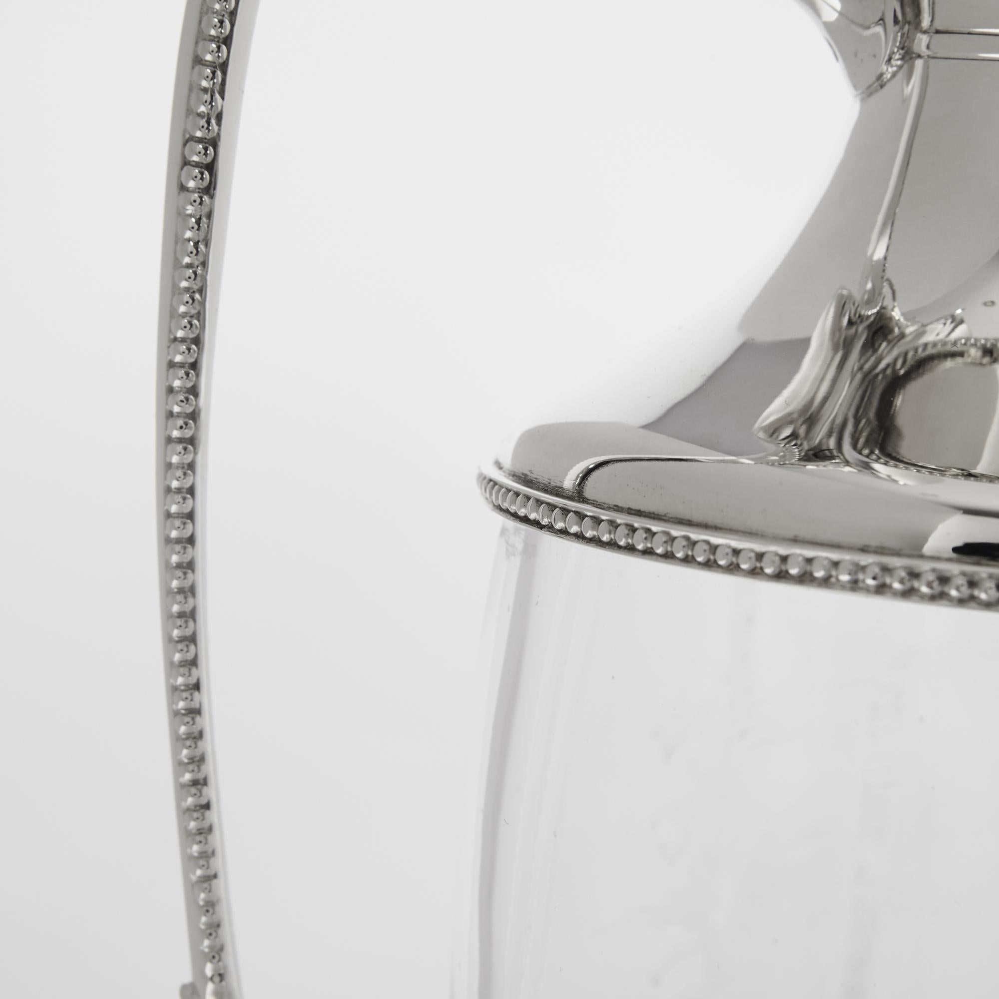 Sterling Silver Neoclassical Style Silver & Glass Wine Jug