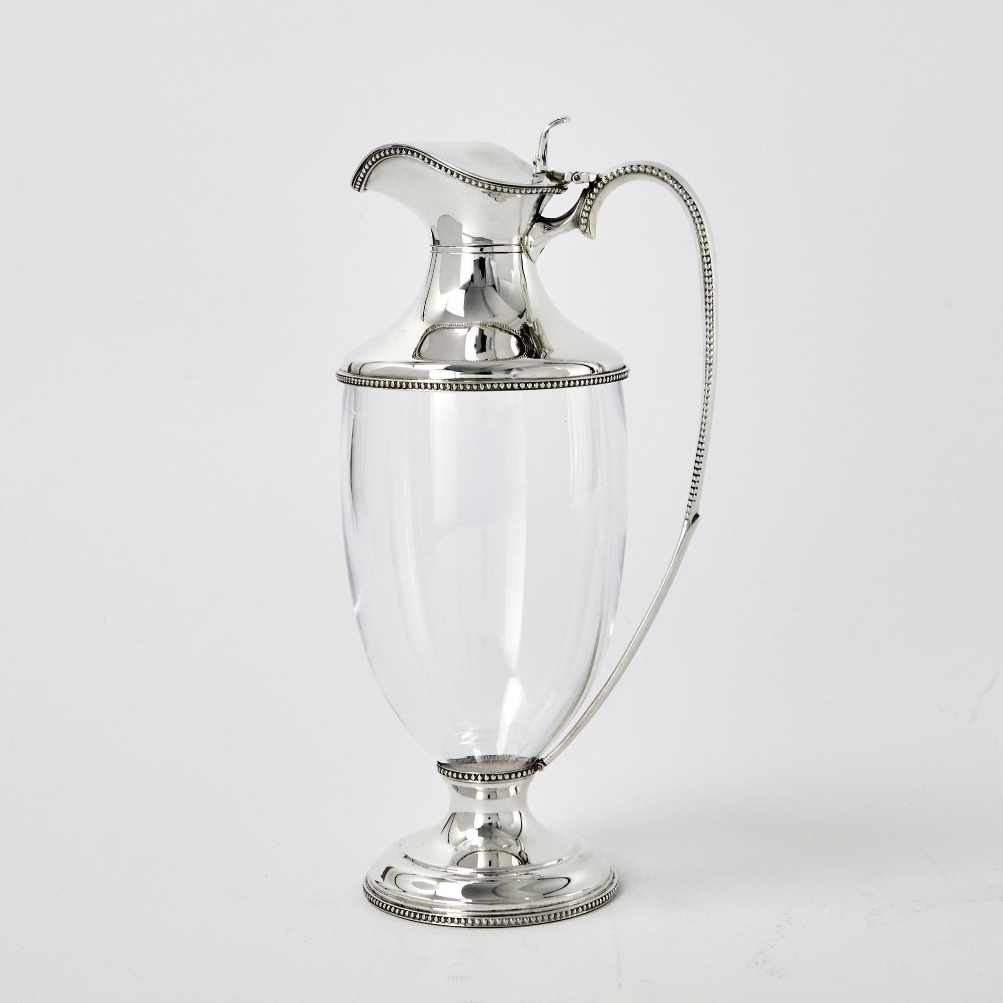 Neoclassical Style Silver & Glass Wine Jug 2