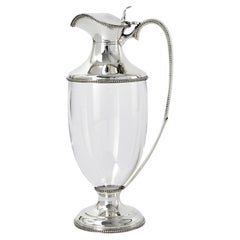 Neoclassical Style Silver & Glass Wine Jug