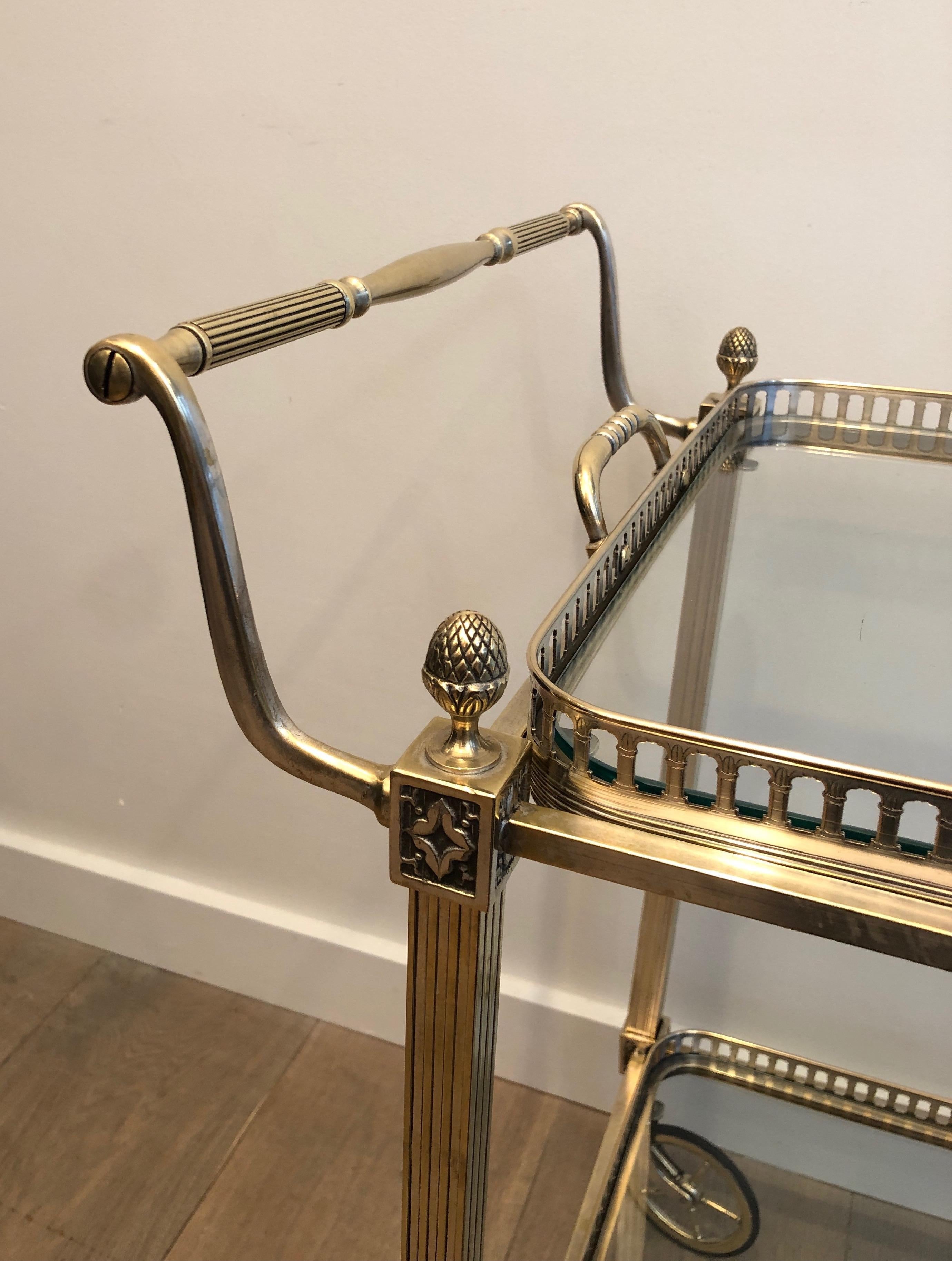 Neoclassical Style Silver Metal and Brass Drinks Trolley by Maison Bagués 7