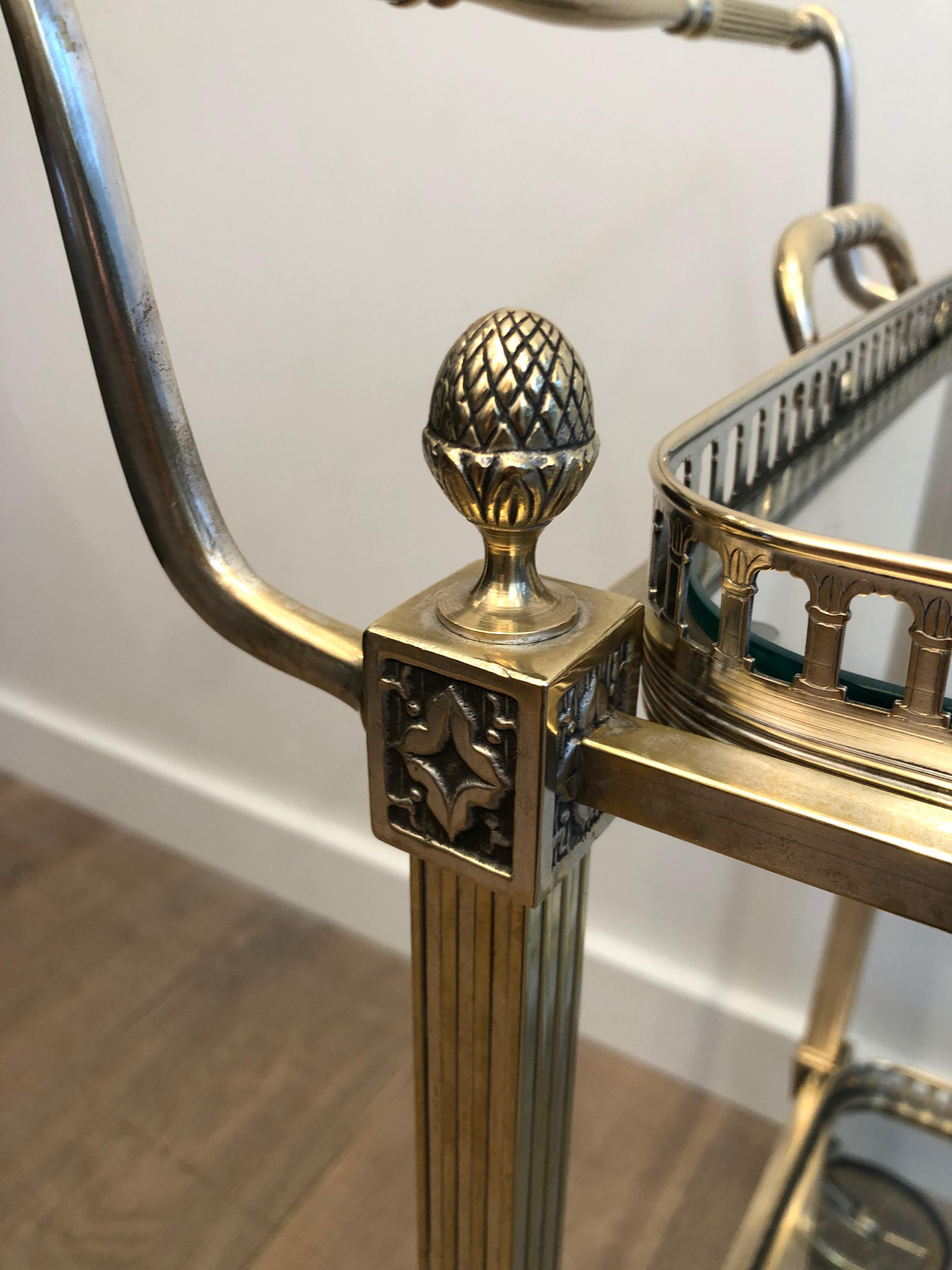 Neoclassical Style Silver Metal and Brass Drinks Trolley by Maison Bagués 8