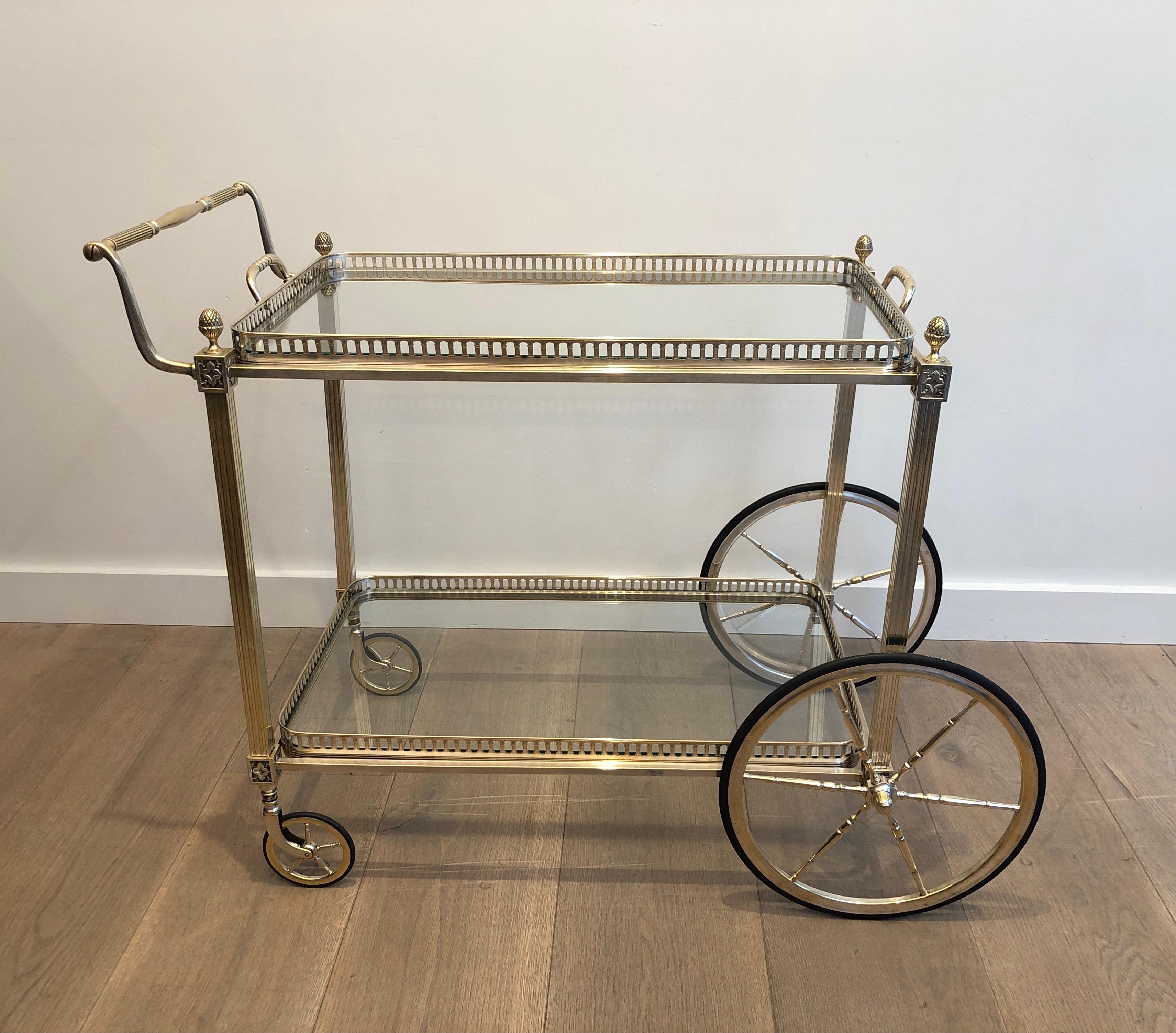 Neoclassical Style Silver Metal and Brass Drinks Trolley by Maison Bagués 14