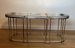 Neoclassical Style Silver Plated Coffee Table with Antiques Mirror Tops