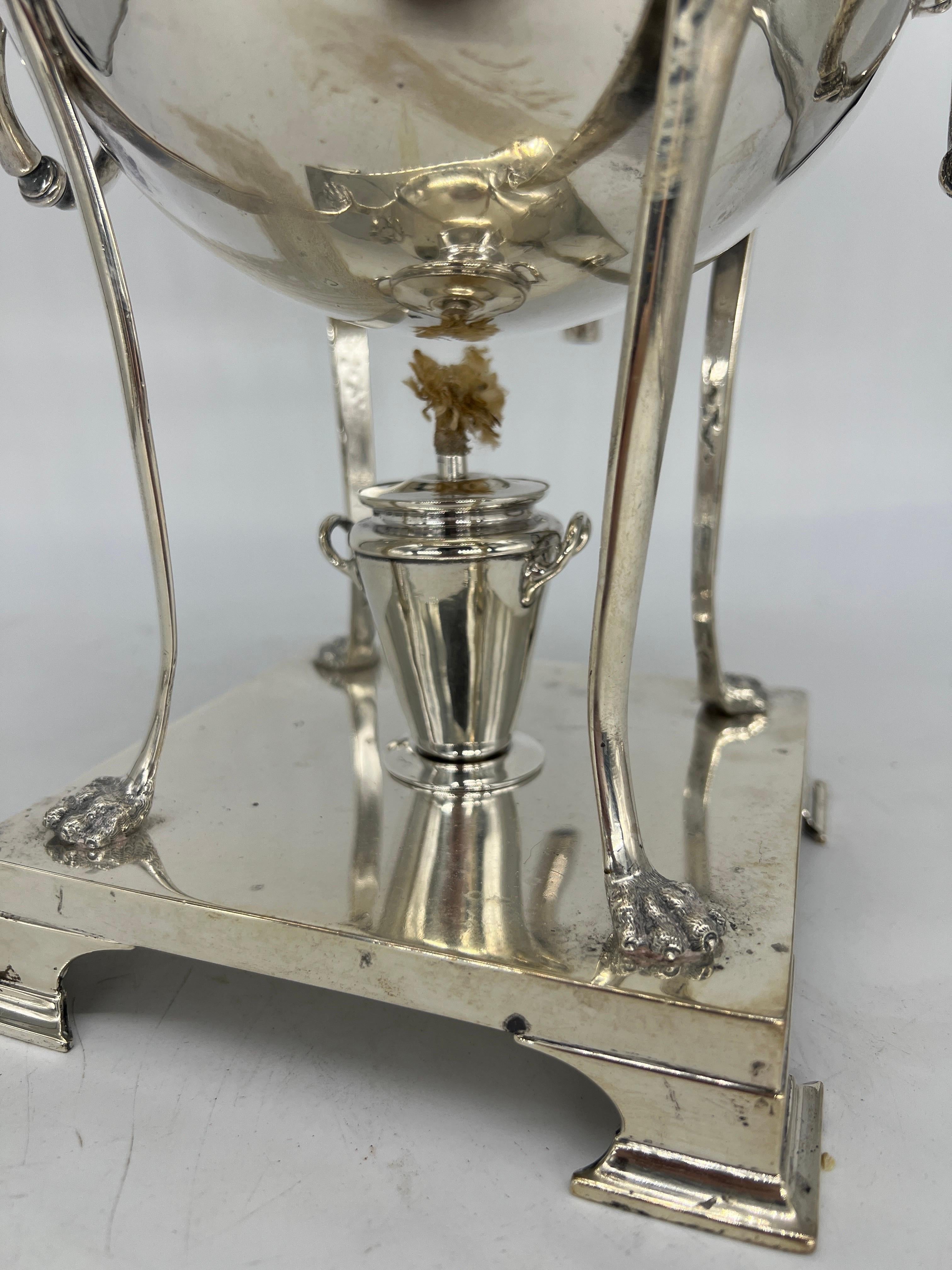 Neoclassical Style Silver Plated Hot Water Urn, Thomas Kirkpatrick New York For Sale 2