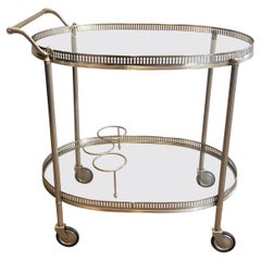 Neoclassical Style Silver Plated on Brass Bar Cart