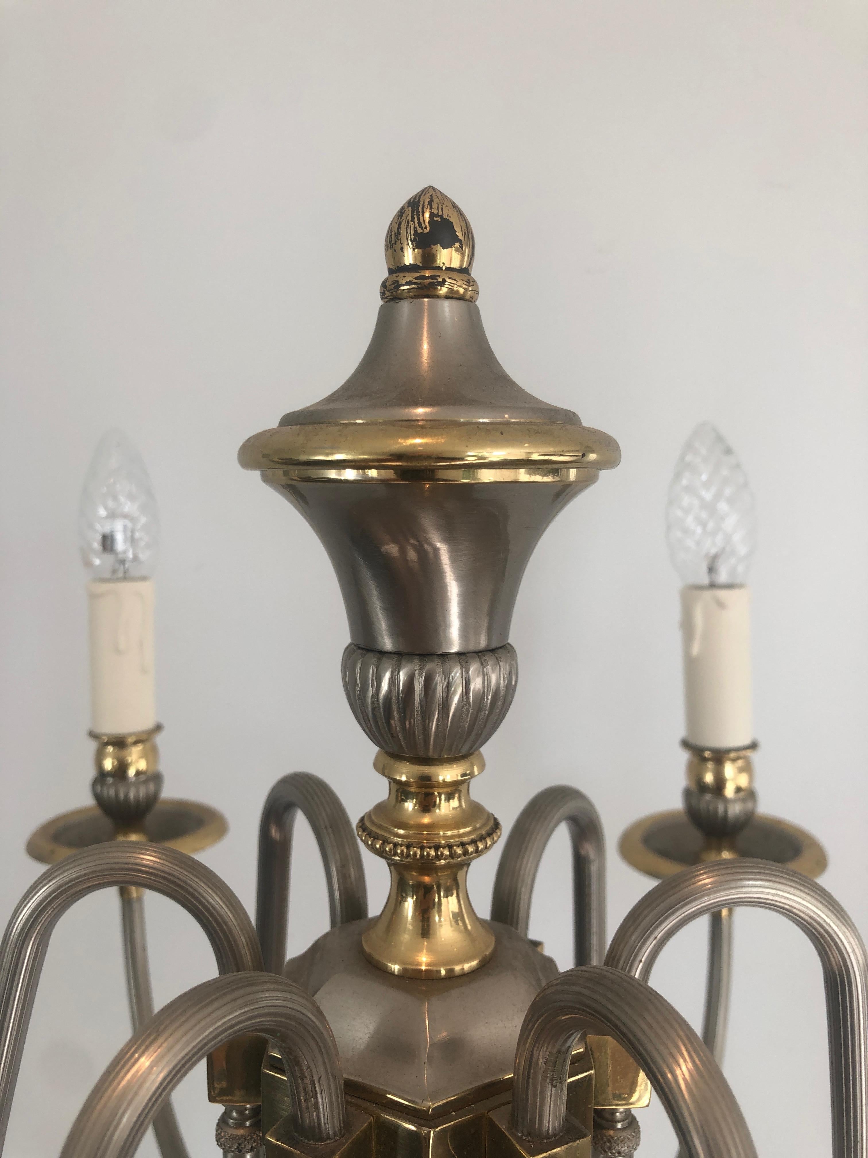 Lampada da terra a 6 luci in ottone e argento in stile neoclassico in vendita 7