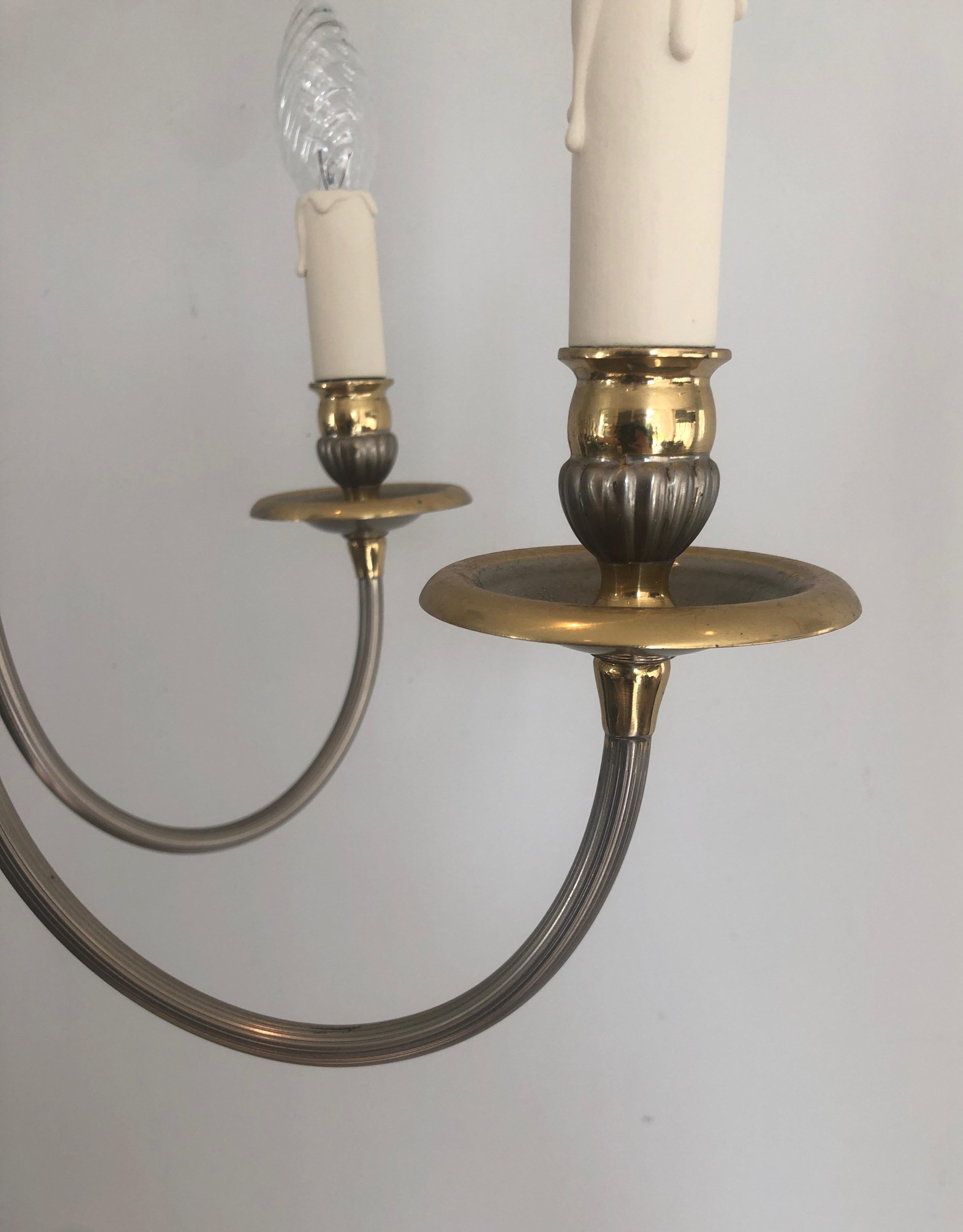 Lampada da terra a 6 luci in ottone e argento in stile neoclassico in vendita 9