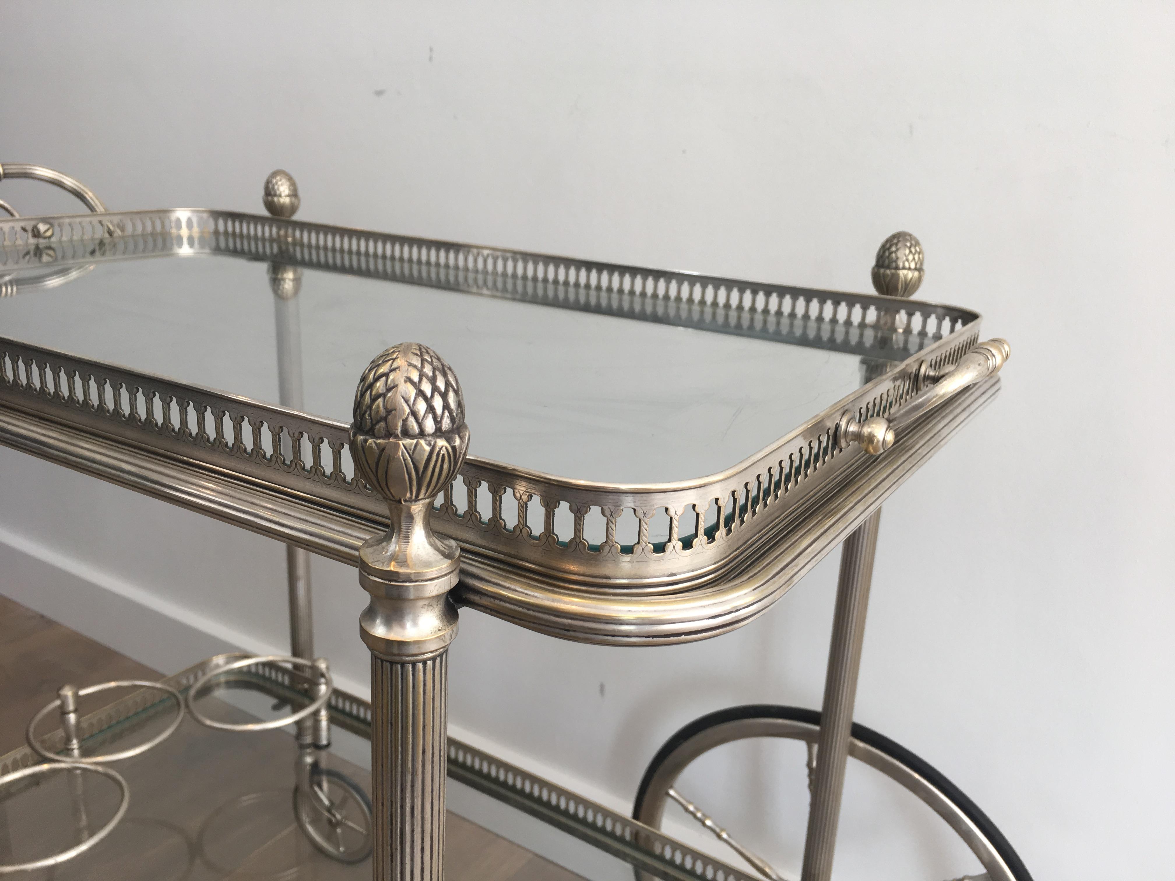 Neoclassical Style Silvered Brass Bar Cart 1