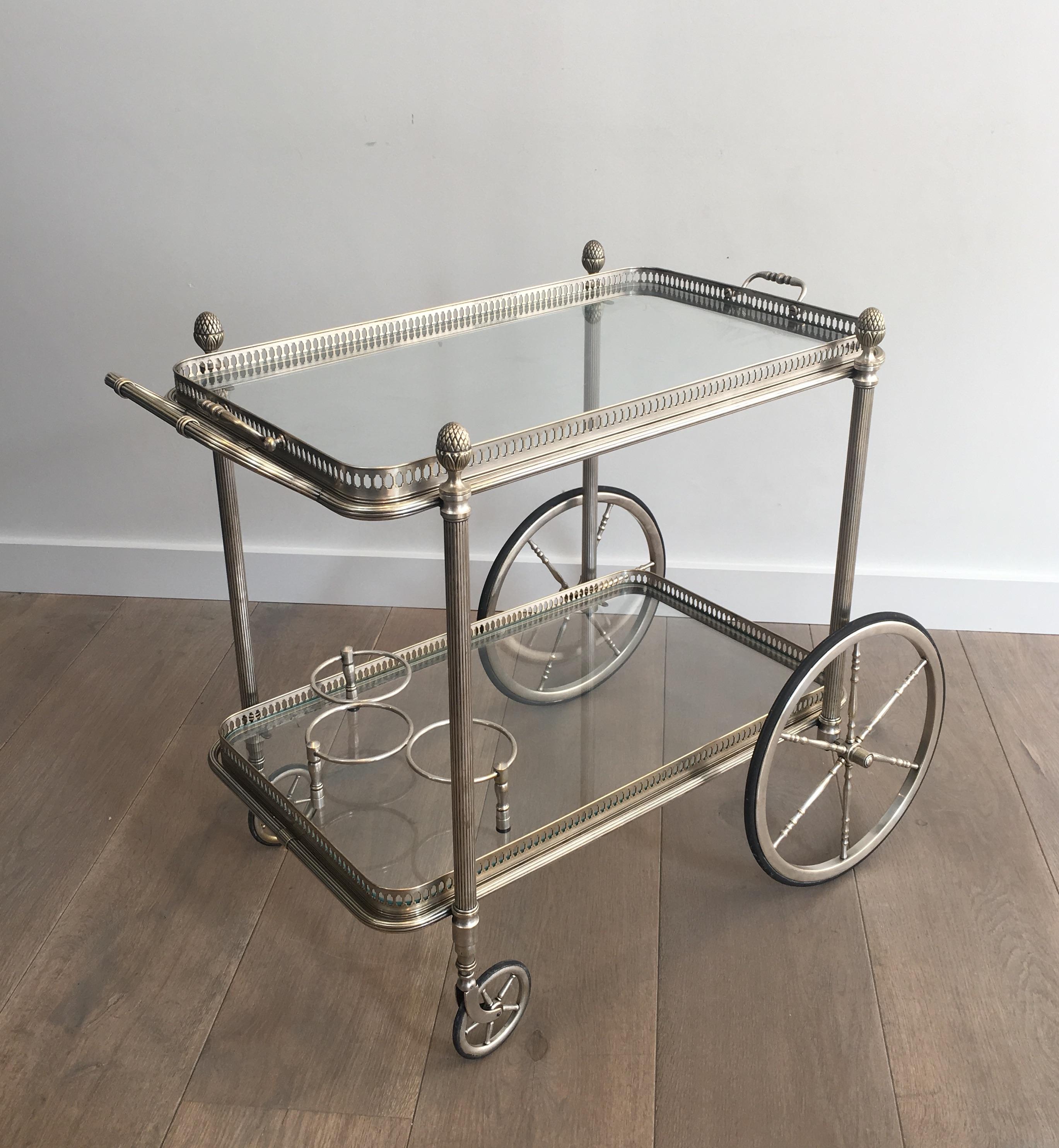 Neoclassical Style Silvered Brass Bar Cart 4