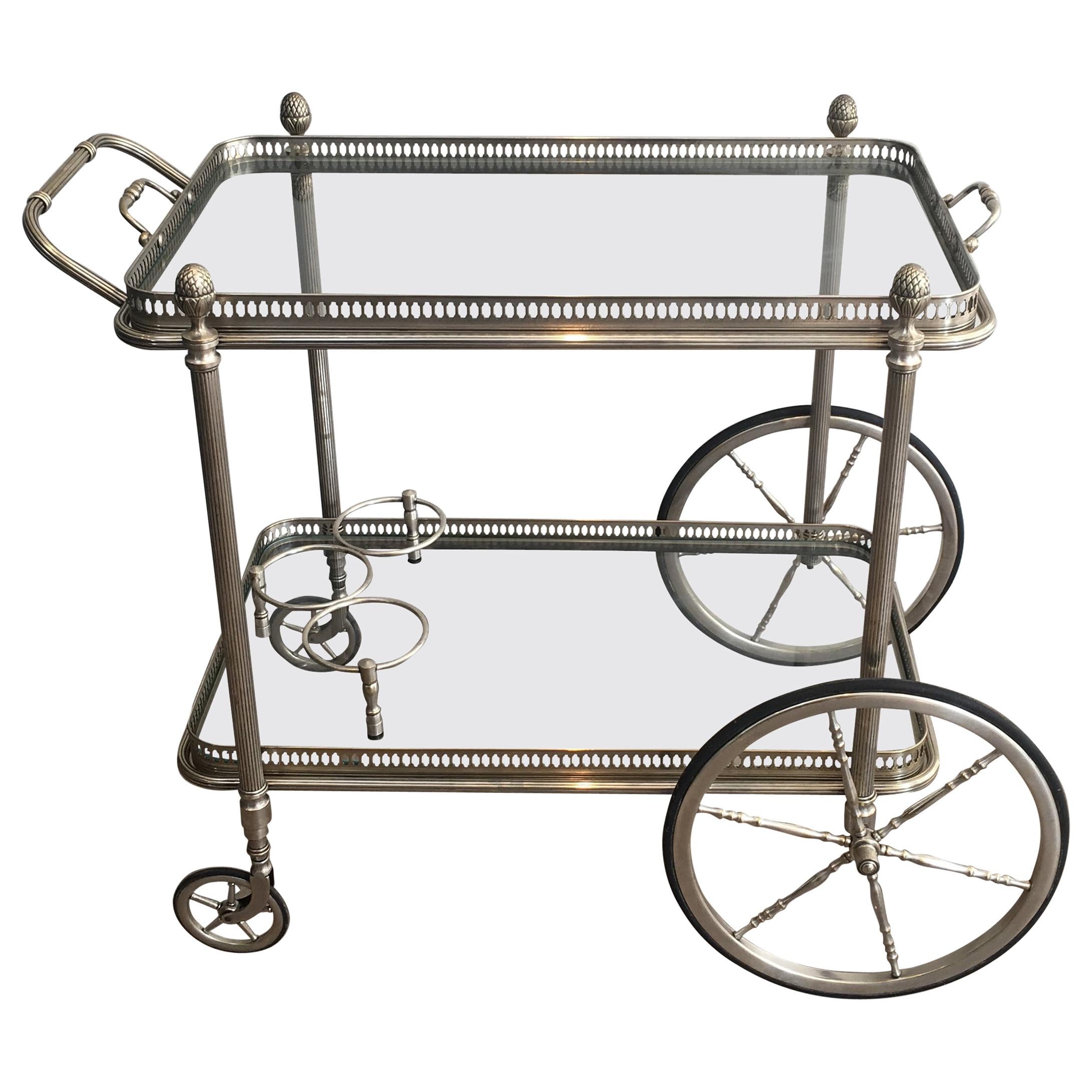 Neoclassical Style Silvered Brass Bar Cart
