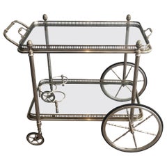 Neoclassical Style Silvered Brass Bar Cart
