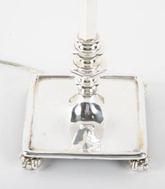 Neoclassical Silvered Bronze Table Lamp, E.F. Caldwell Style, 1920s