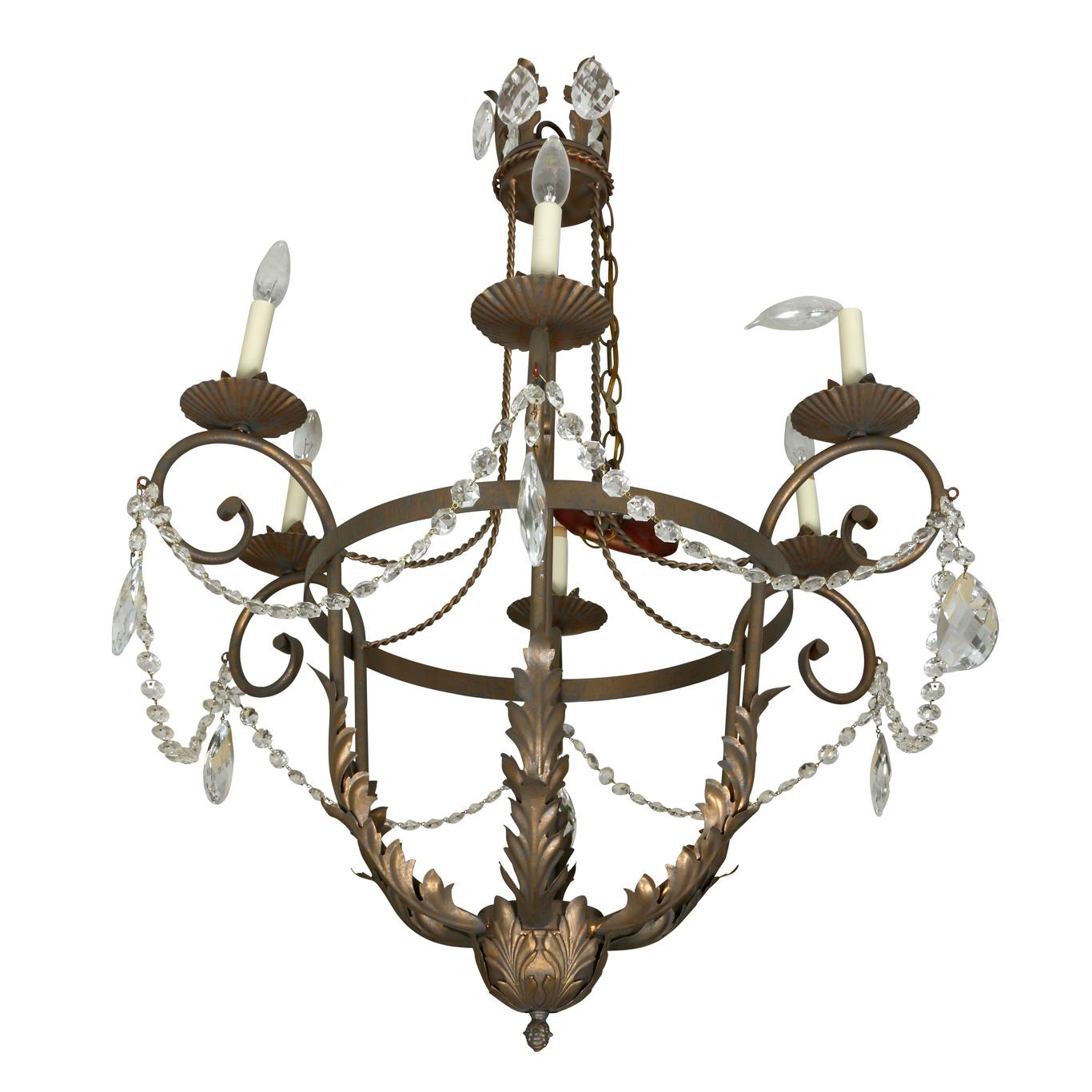 20th Century Neoclassical Style Six-Light Chandelier For Sale