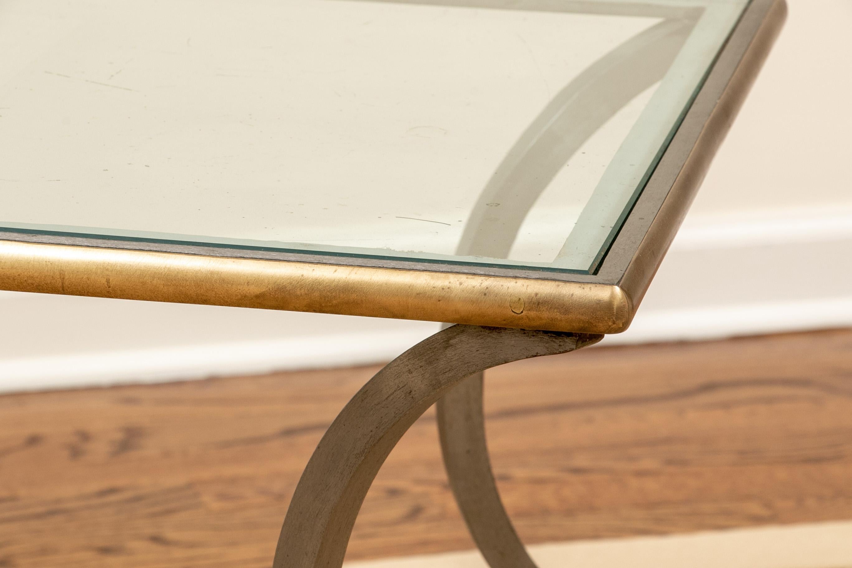 Neoclassical Style Steel and Brass Hoof Foot Cocktail Table 3