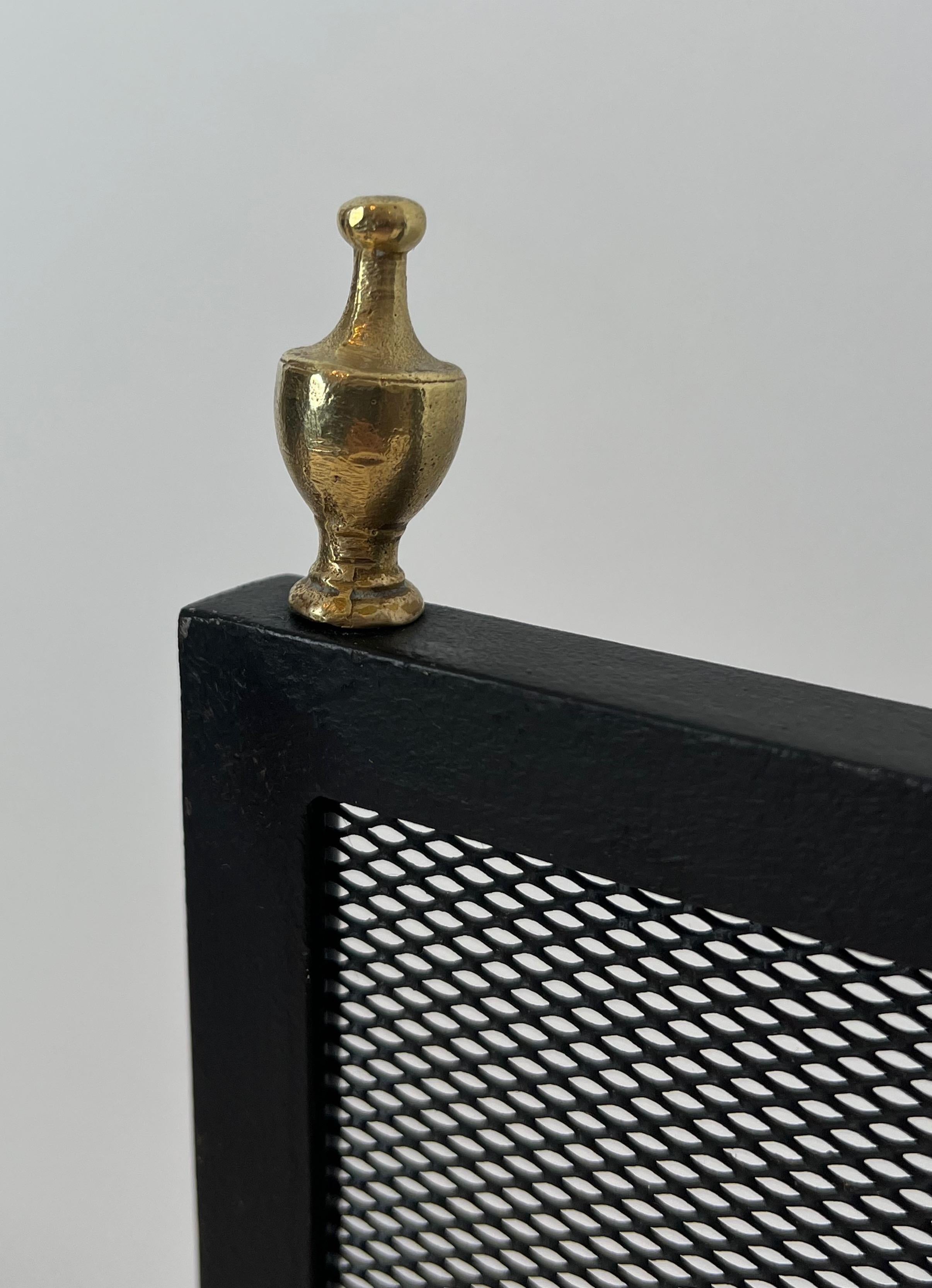 Dieser Kaminschirm im neoklassischen Stil ist aus Stahl, Messing und Gitter mit bronzenen Klauenfüßen gefertigt. Es handelt sich um ein französisches Werk. CIRCA 1940