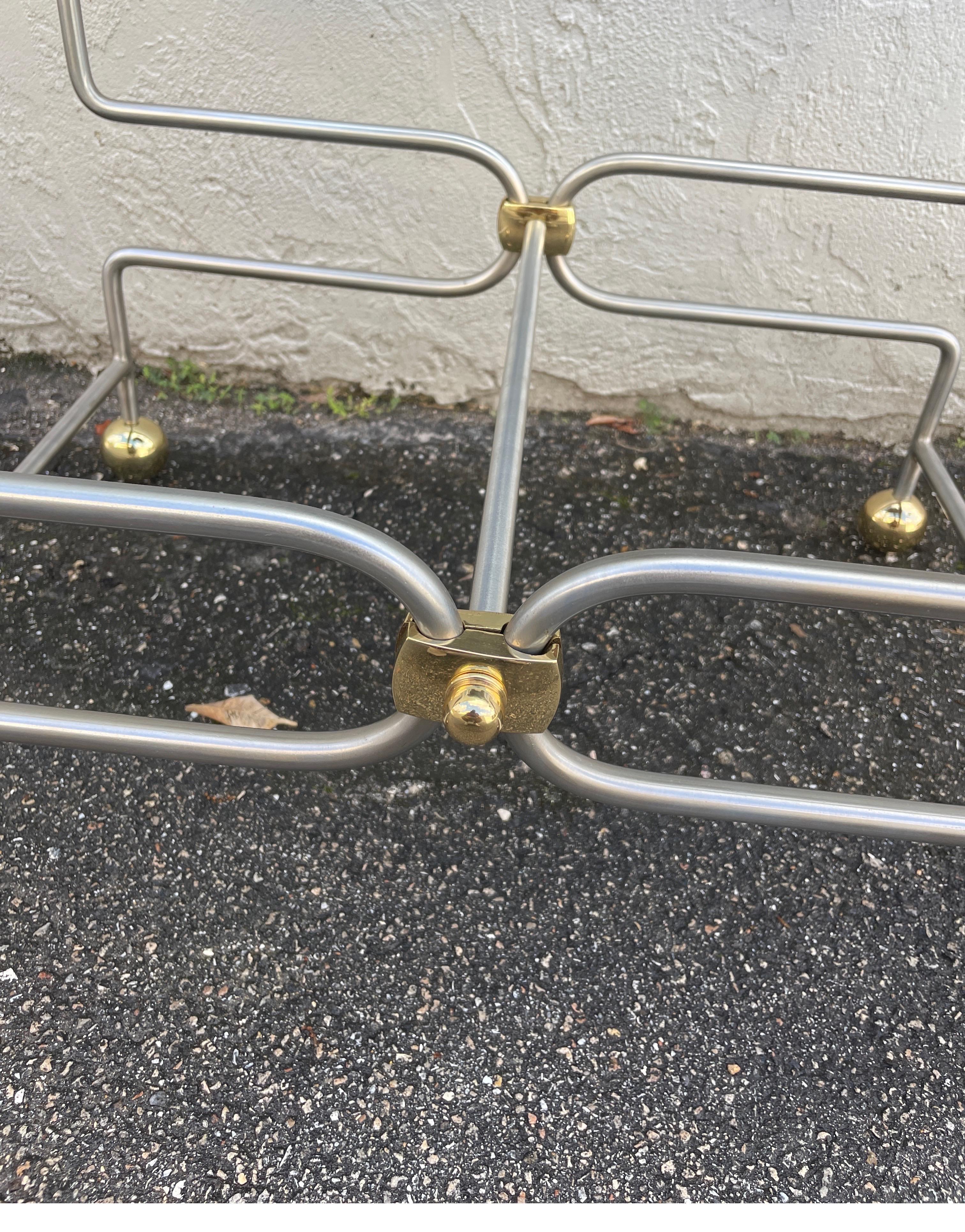 Neoclassical Style Steel & Brass Cocktail Table For Sale 8