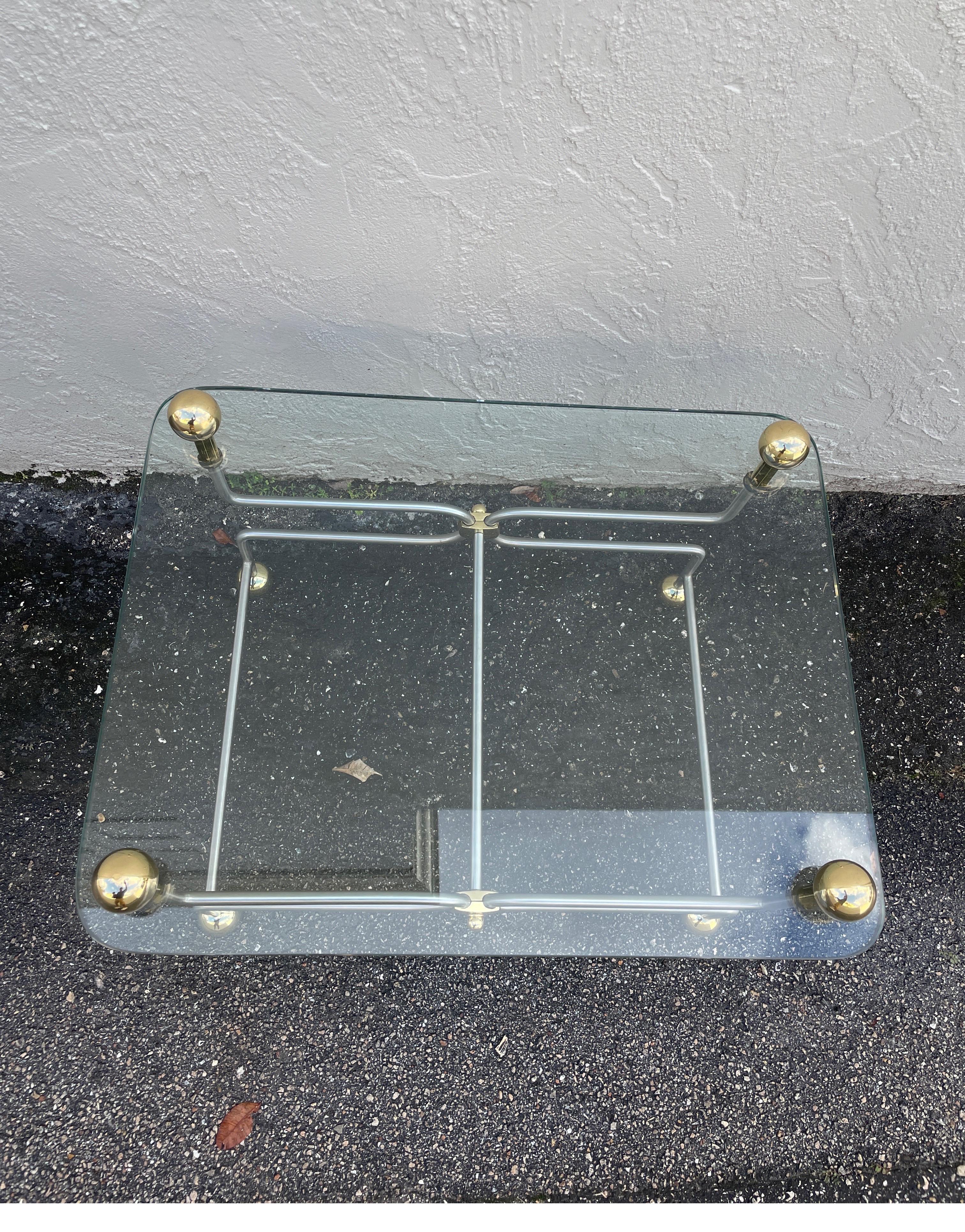 Neoclassical Style Steel & Brass Cocktail Table In Good Condition For Sale In West Palm Beach, FL