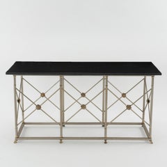 Konsolentisch im neoklassischen Stil aus Stahl und Messing mit Granit