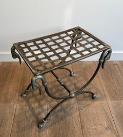 Curule-Hocker aus Stahl im neoklassischen Stil, zugeschrieben Maison Jansen