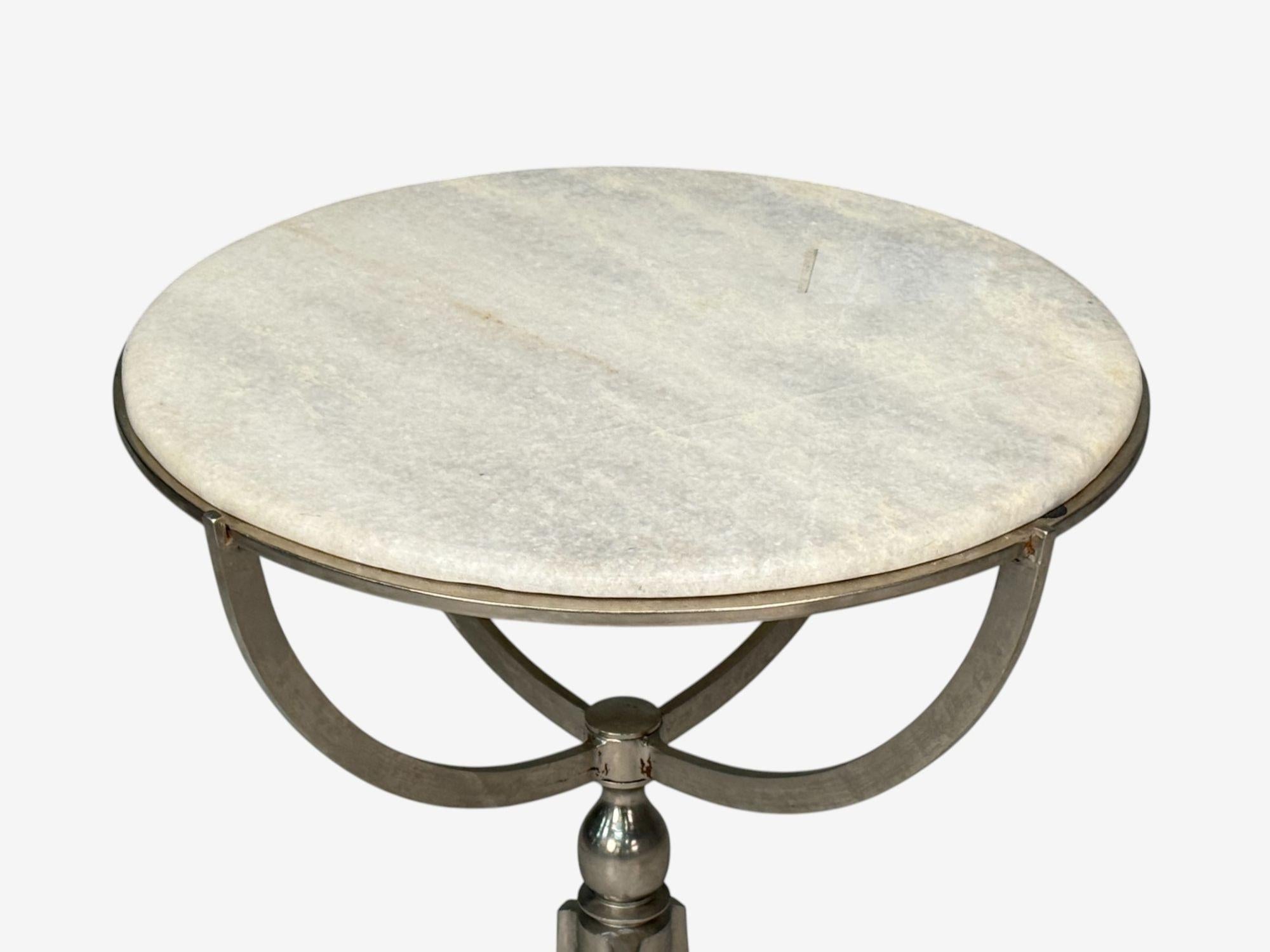 Neoclassical Style, Steel, Marble, End Tables, USA, 20th c. For Sale 1