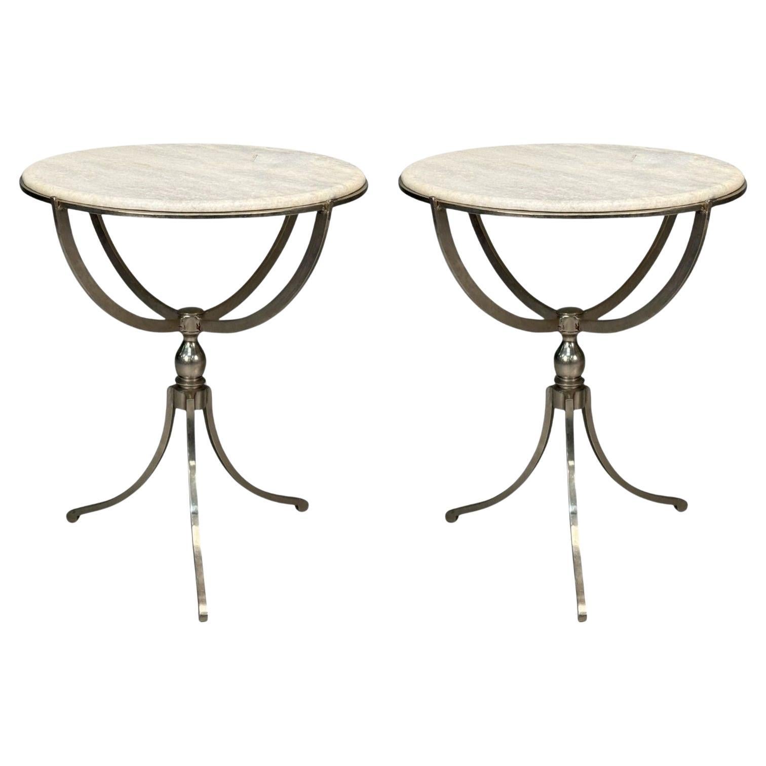 Neoclassical Style, Steel, Marble, End Tables, USA, 20th c. For Sale