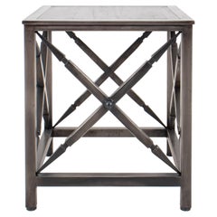 Neoclassical Style Steel Side Table with Wenge Top